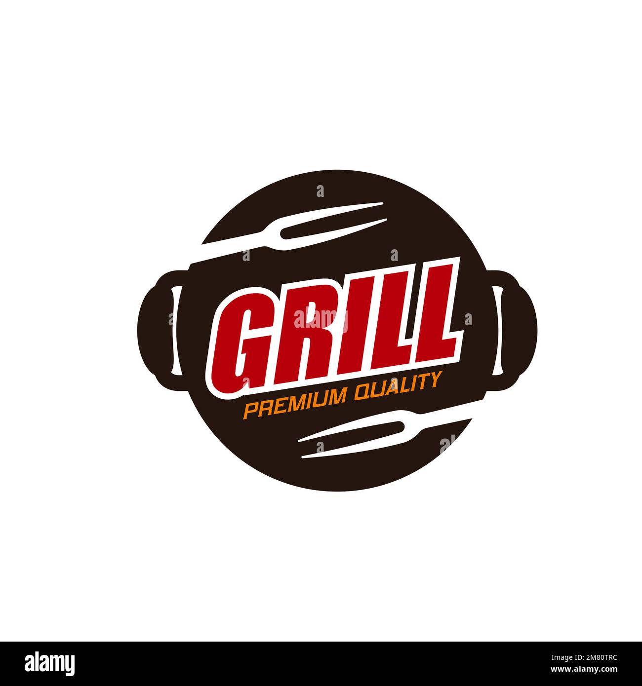 Barbecue grill icon of steak bar and charcoal BBQ restaurant, vector
