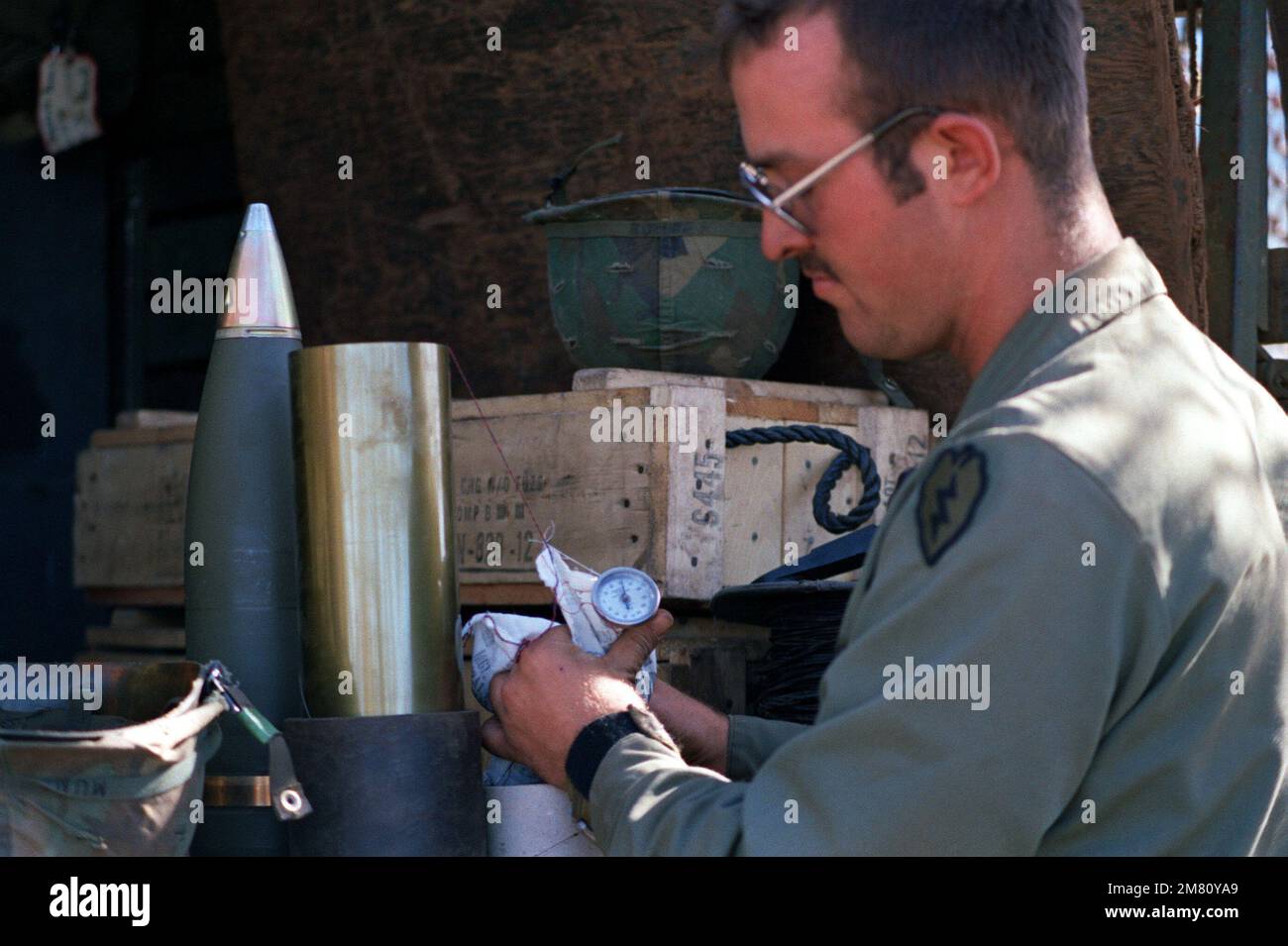 Specalist 4 Jeffrey Sielbeck, powder man of the 2nd Section of Battery ...