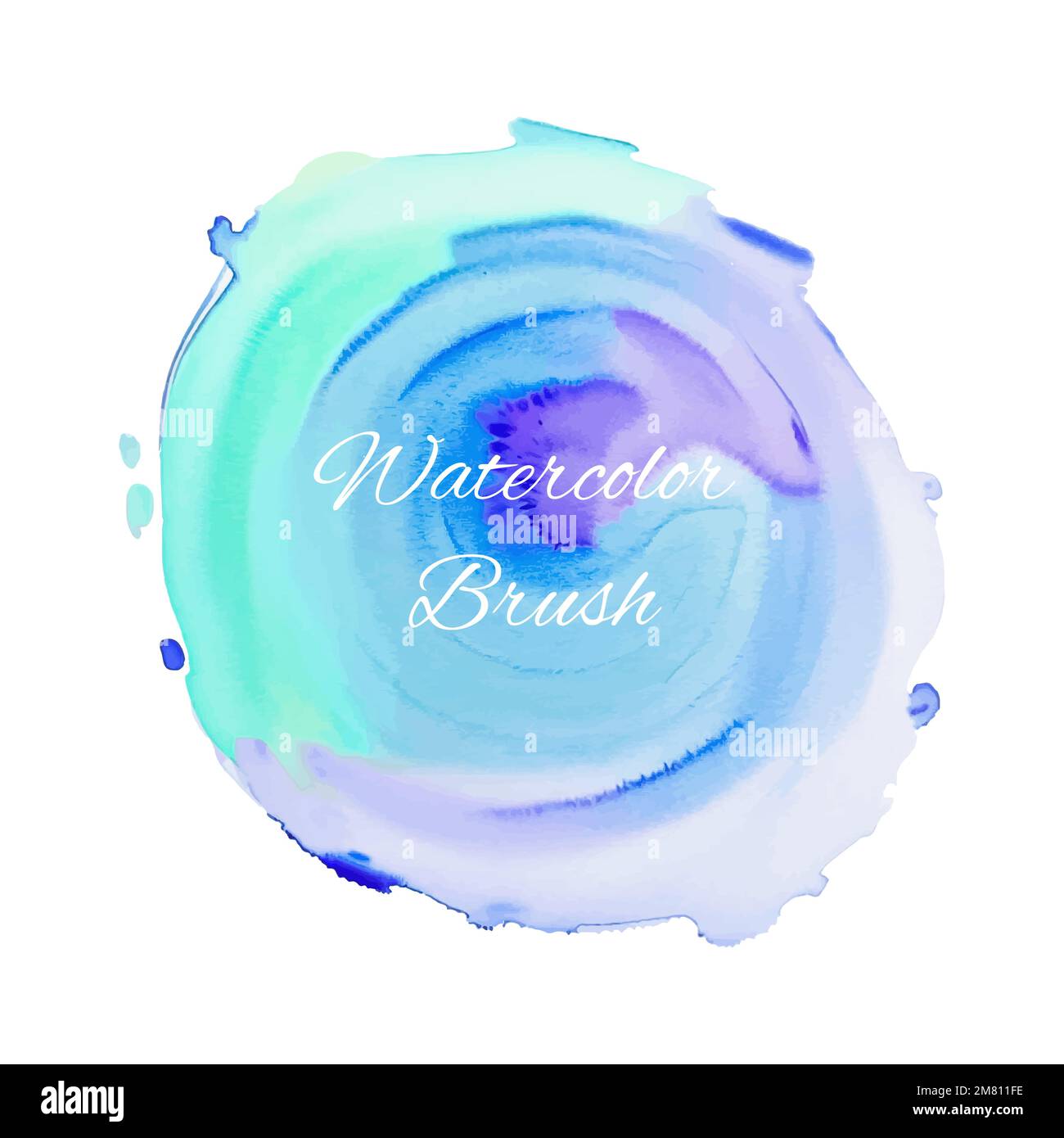 Blue and purple splash watercolor paint blot - template for your designs.   Pastel abstract background Stock Vector