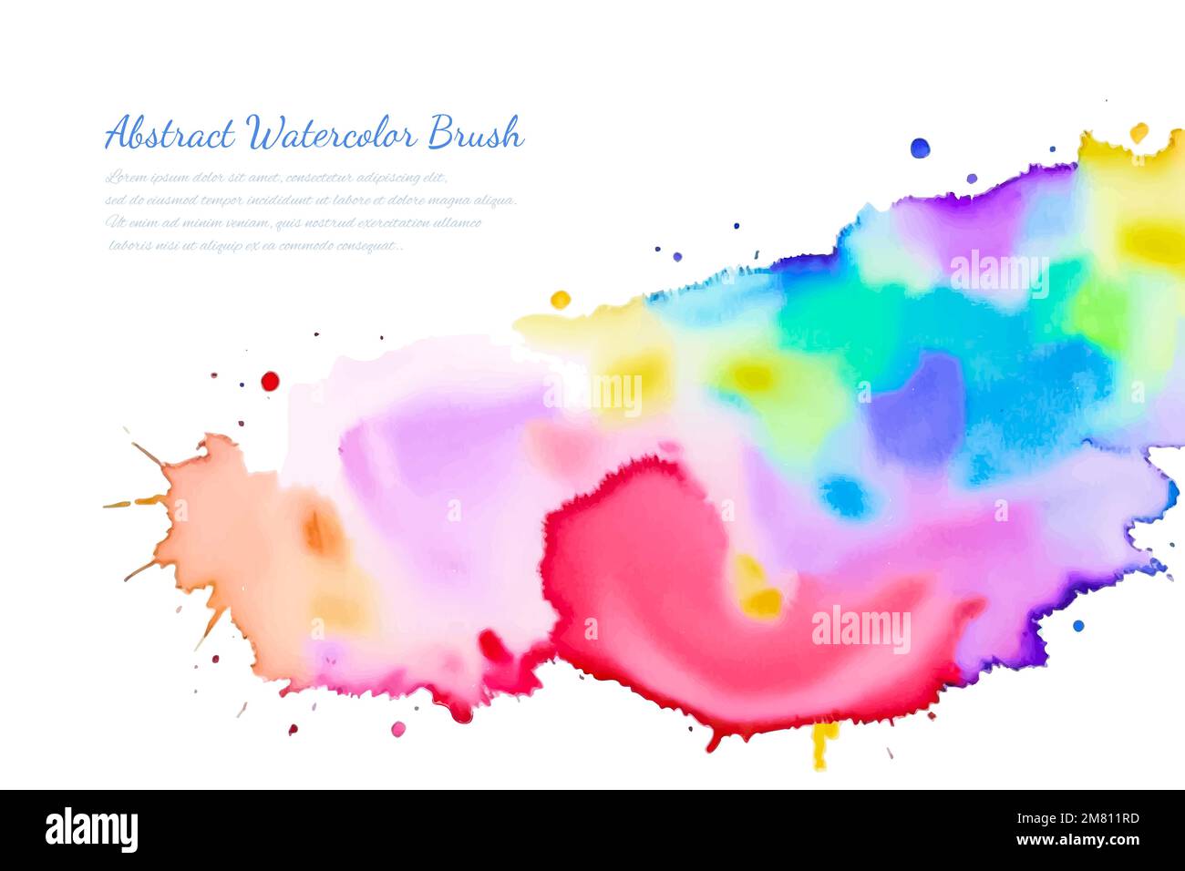 Multicolor splash watercolor paint blot - template for your designs. Colorful pastel abstract background Stock Vector