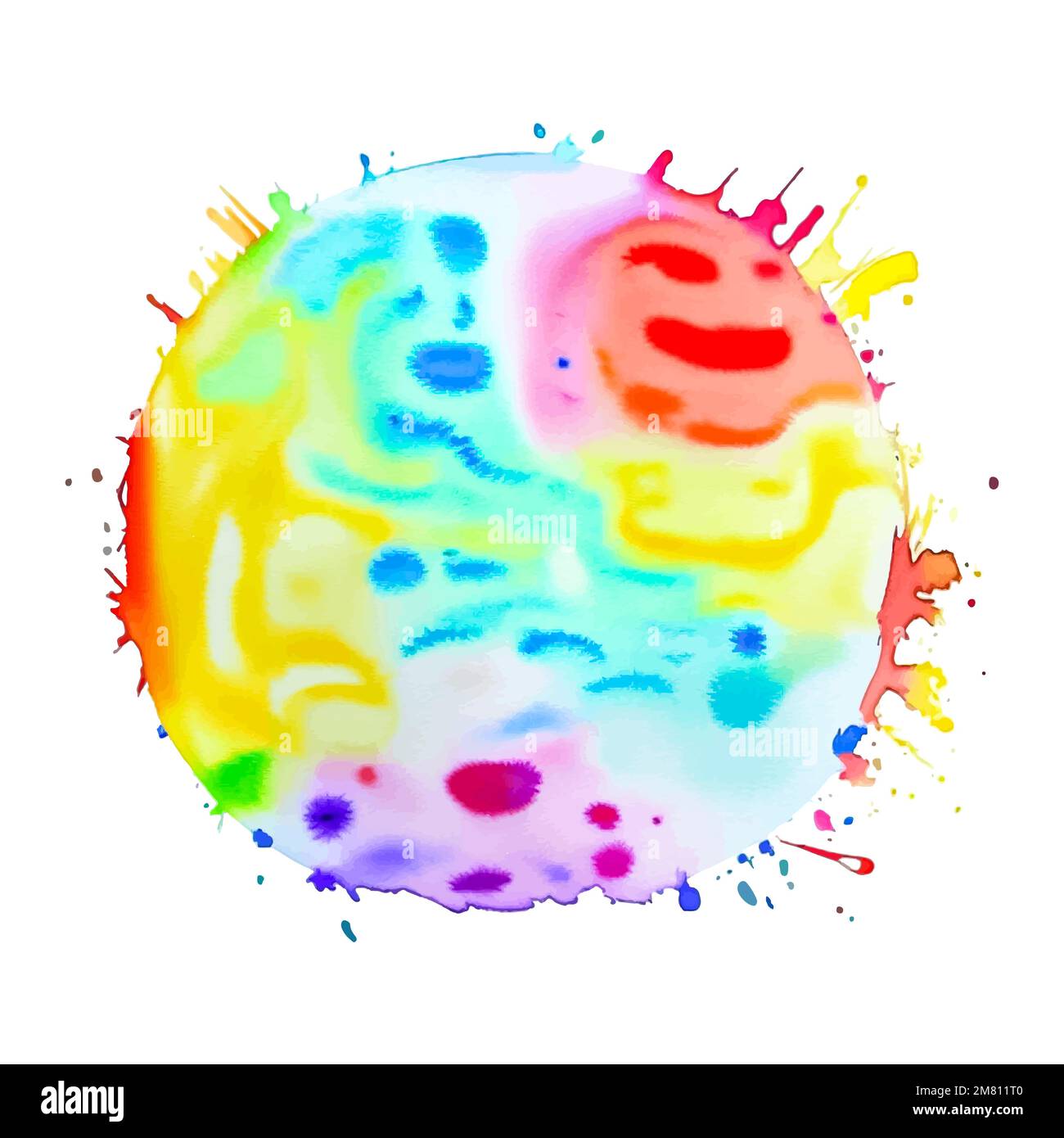 Multicolor splash watercolor paint blot - template for your designs. Colorful pastel abstract background Stock Vector
