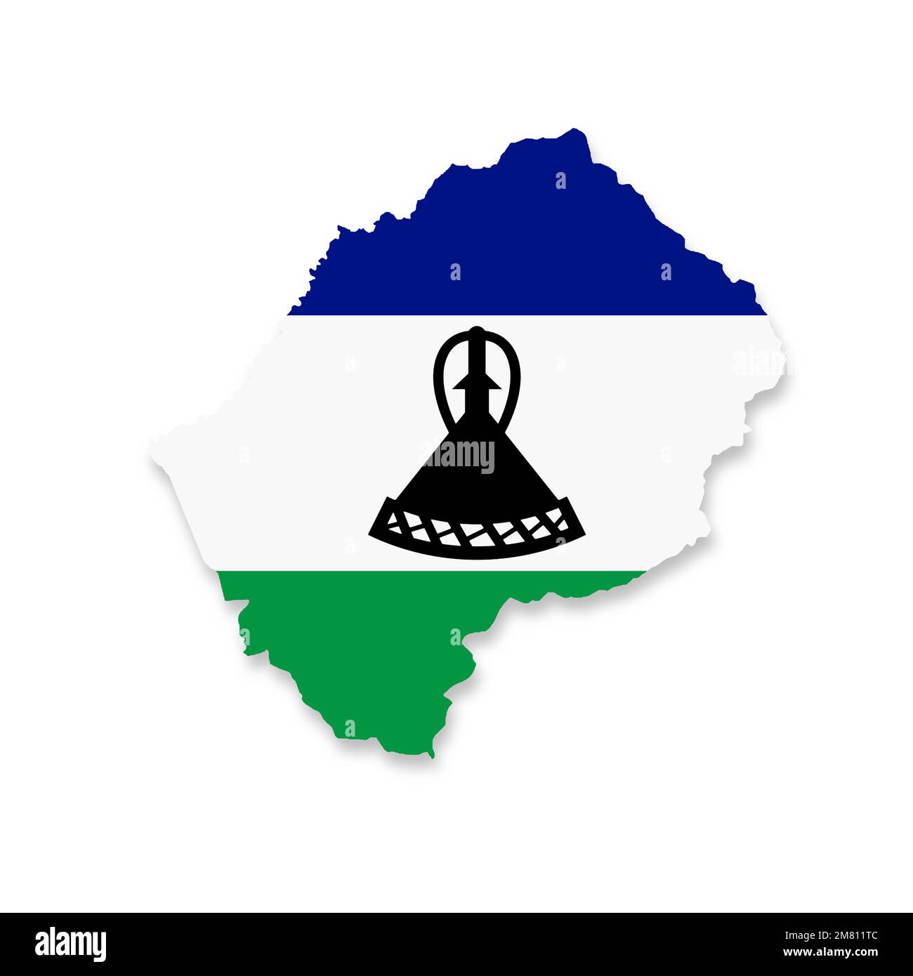 Lesotho flag map on white background with clipping path 3d illustration Stock Photo