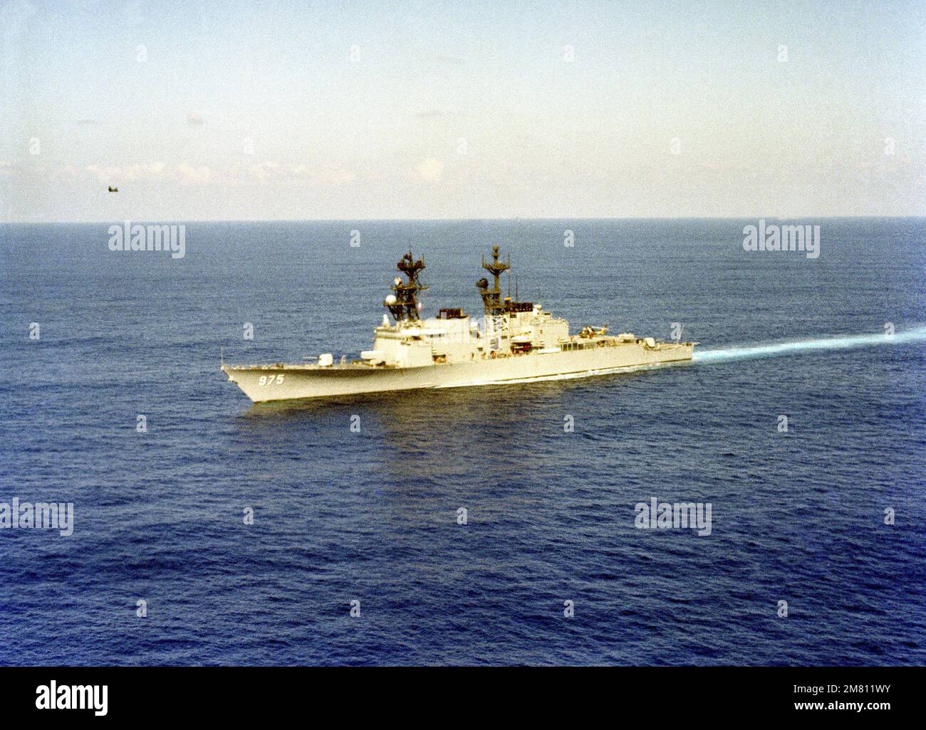 An aerial port view of the Spruance class destroyer USS O'BRIEN (DD 975 ...