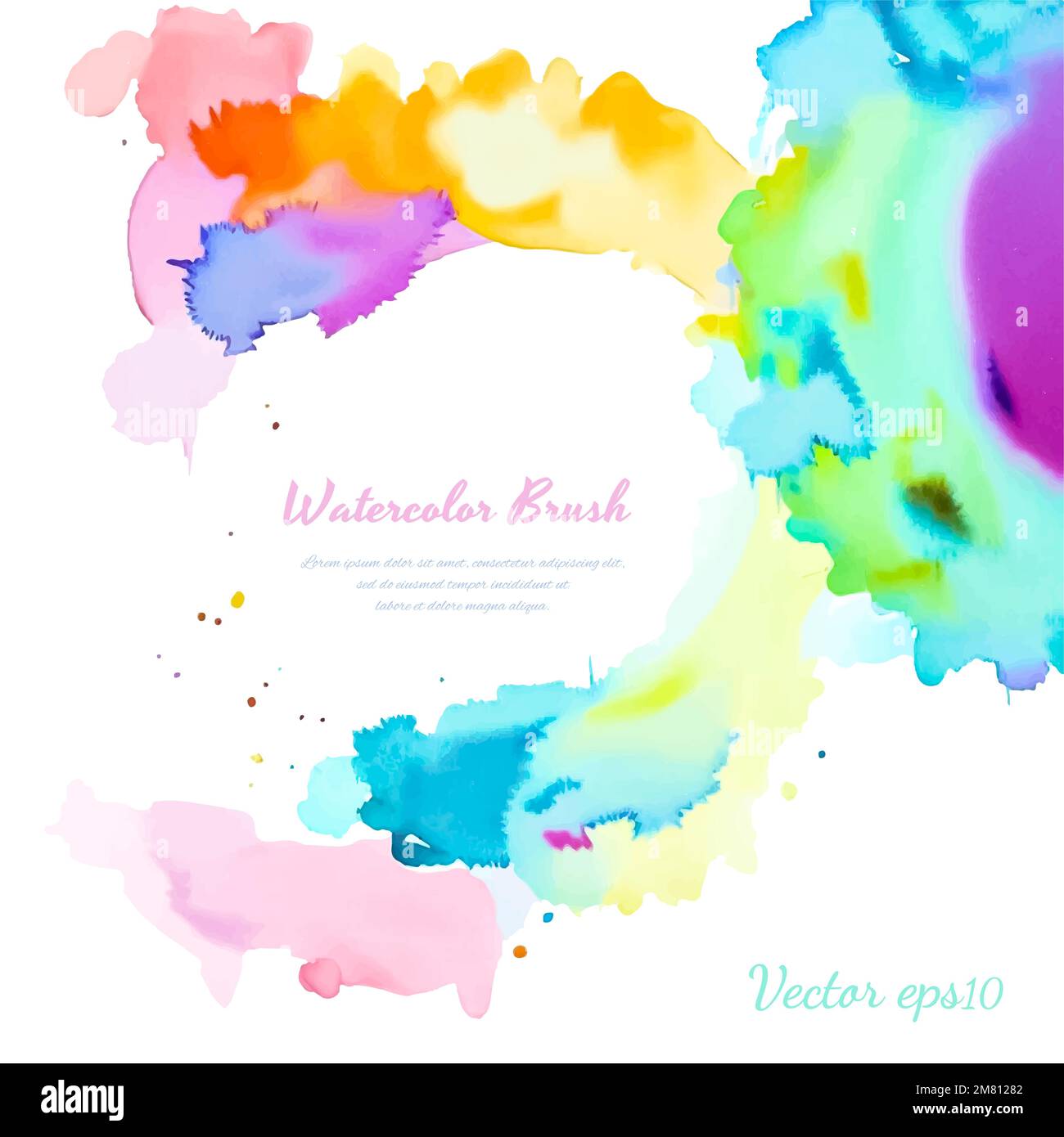 Multicolor Splash Watercolor Paint Blot Template For Your Designs