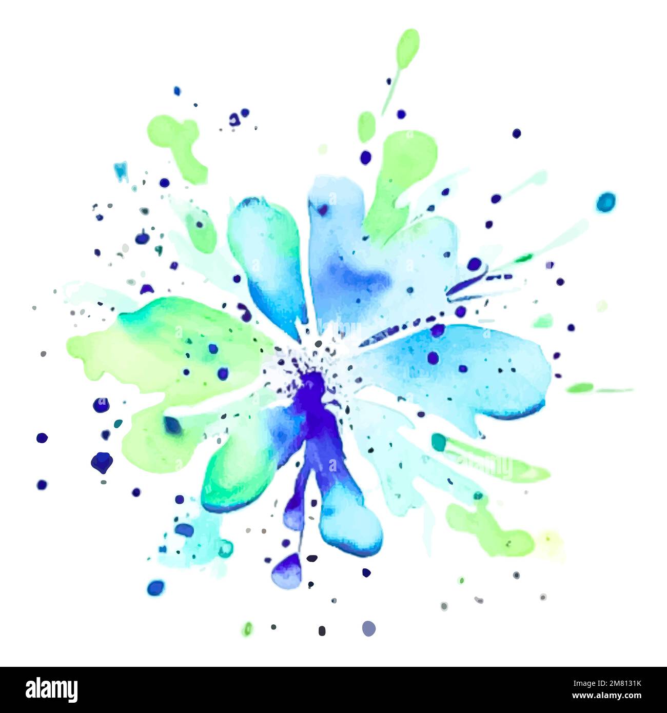 Green and blue colorful watercolor splash, color spot, abstract shape Stock Vector