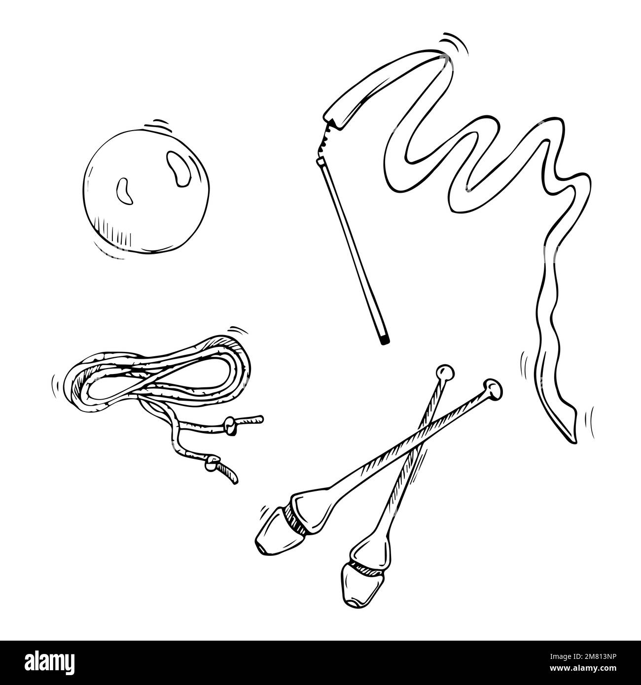 https://c8.alamy.com/comp/2M813NP/vector-doodle-rhythmic-gymnastics-equipment-set-line-art-skipping-rope-sportwear-clubs-halfshoes-illustrations-2M813NP.jpg