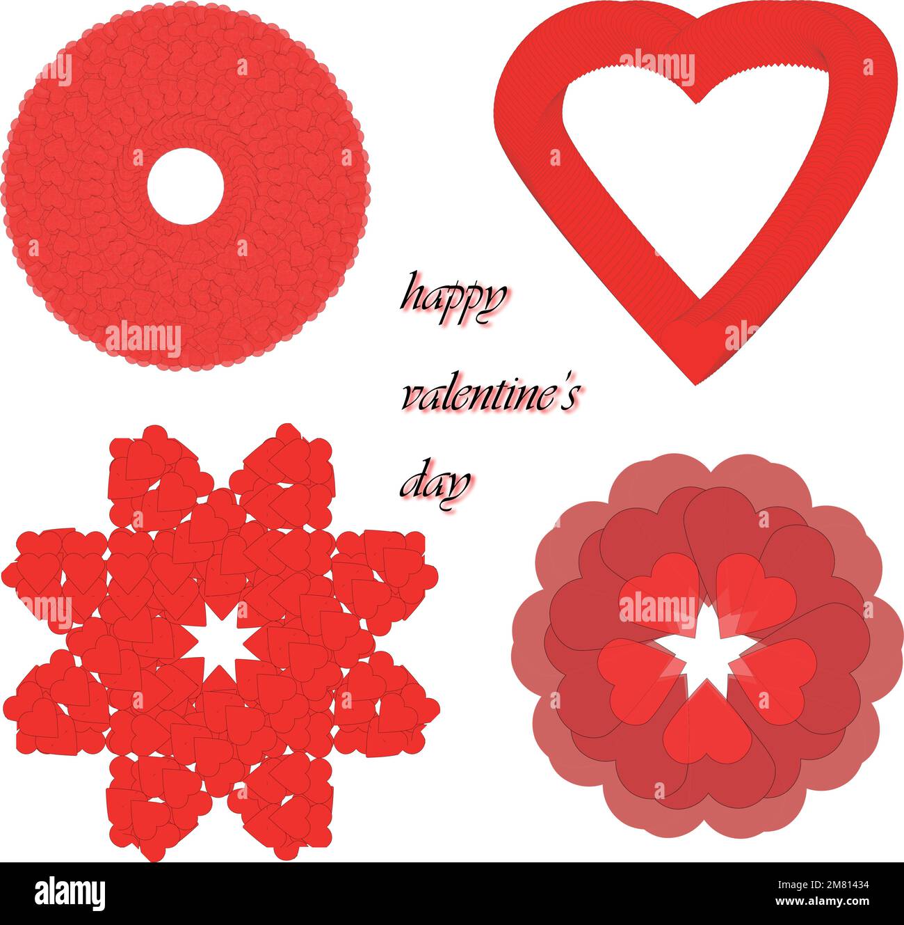 Set of Valentine's Day hearts isolated Stock Vector