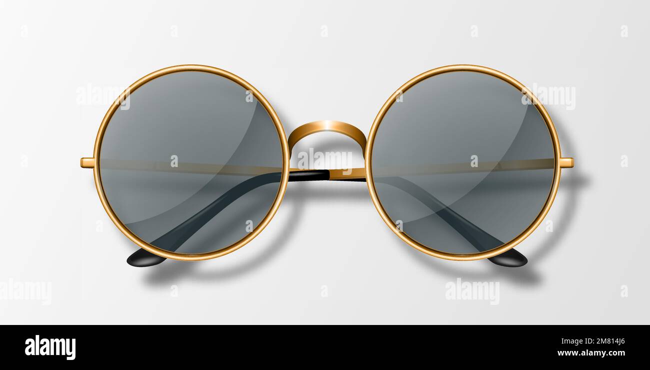 Vector 3d Realistic Round Frame Glasses Icon Isolated. Yellow Golden ...