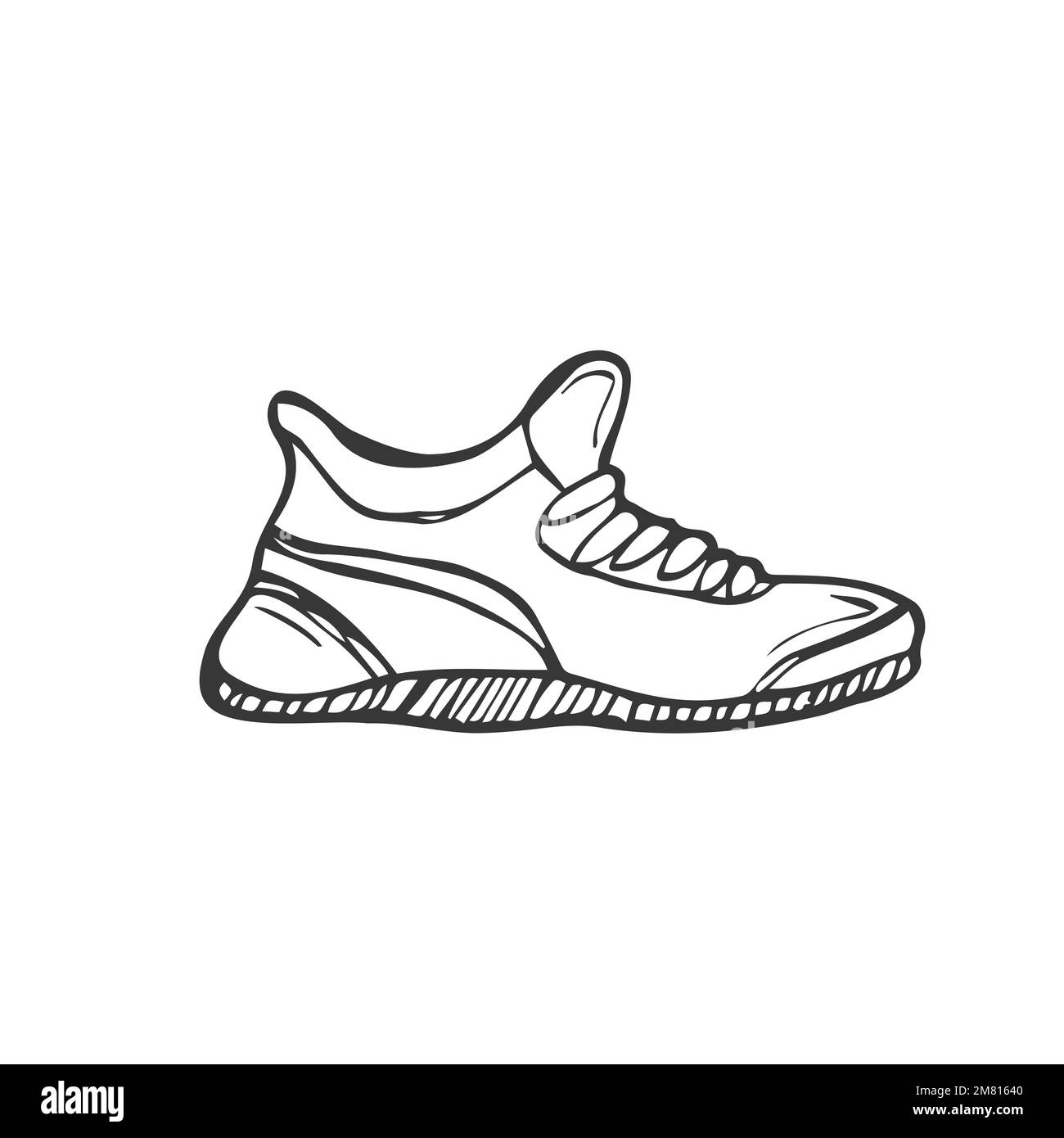 Sports style logo design. Run symbol. Doodle style banner. Gumshoes