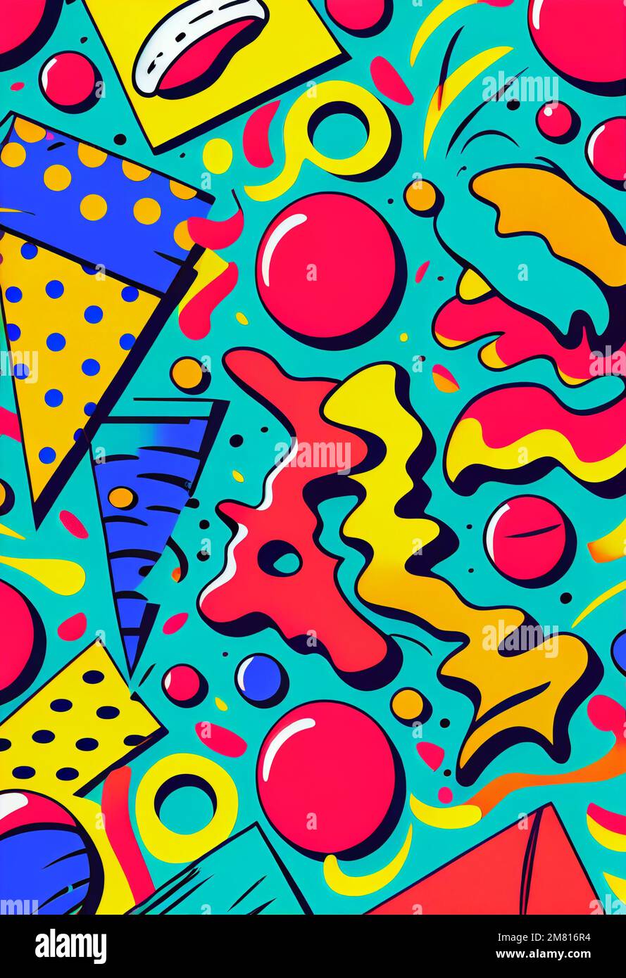 90s pop art pattern background illustration Stock Photo - Alamy