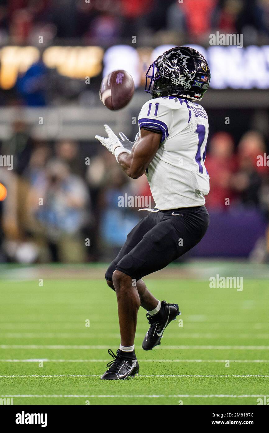 TCU football wide receiver Derius Davis (11) catches a pass during NFL Pro  Day, Thursday, March 30, 2023, in Fort Worth, Texas. (AP Photo/Brandon Wade  Stock Photo - Alamy