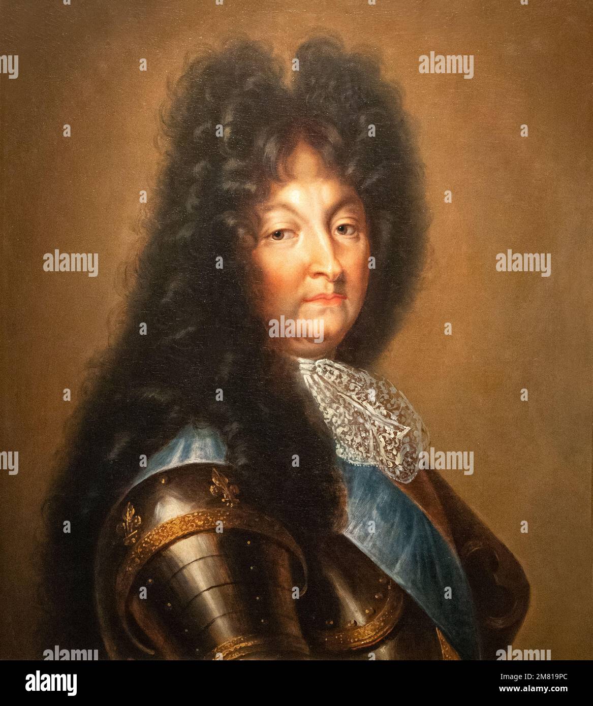 Portrait of King Louis XIV of France, King for 72 years from 1643 - 1715. Painting from Paris after 1694, in the Wawel Castle Museum Krakow Poland Stock Photo