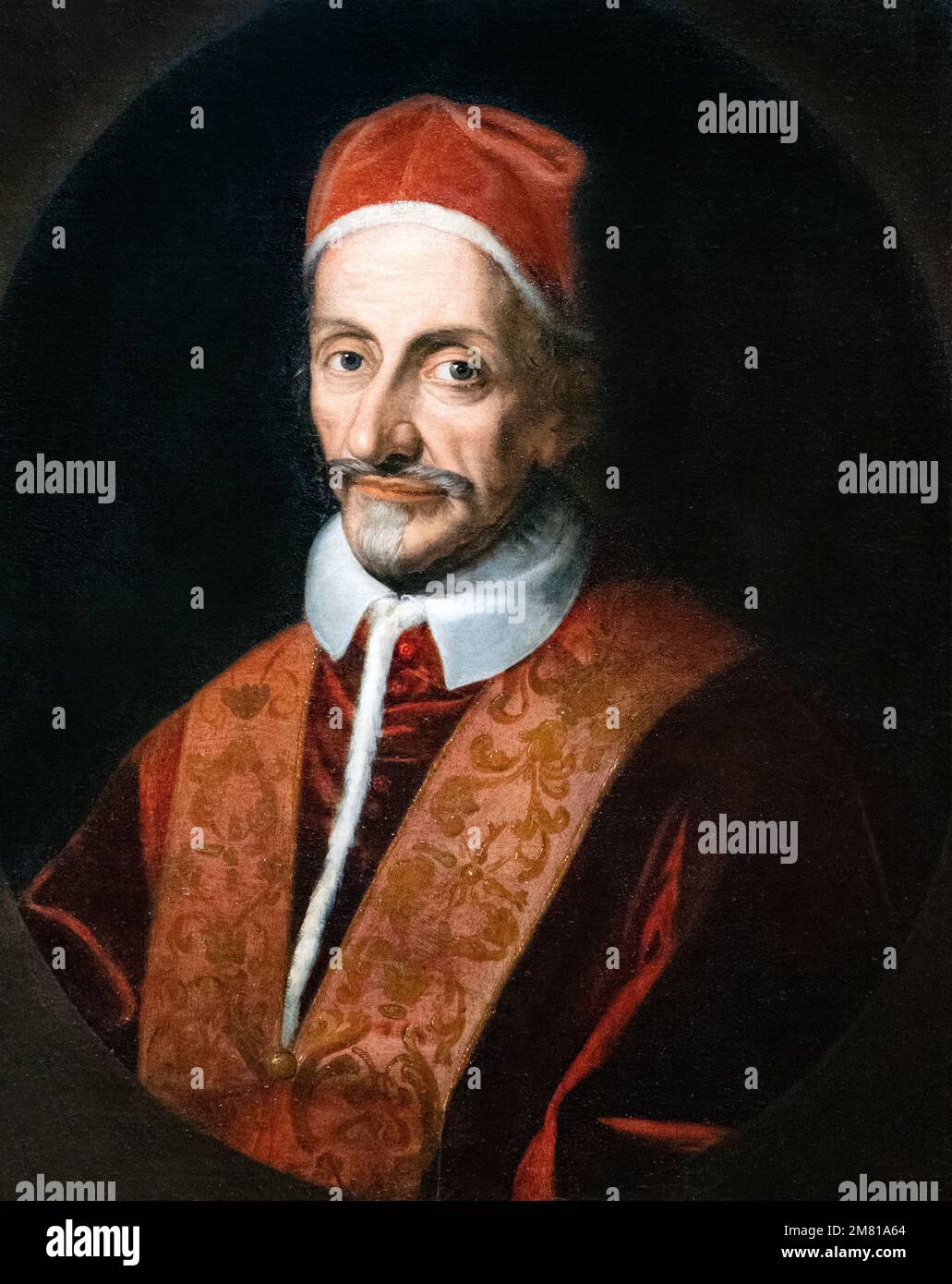 17th century art; Oil painting portrait of Pope Innocent XI, painted in Italy, c. 1680, artist unknown; Wawel Castle Museum, Krakow Poland Stock Photo