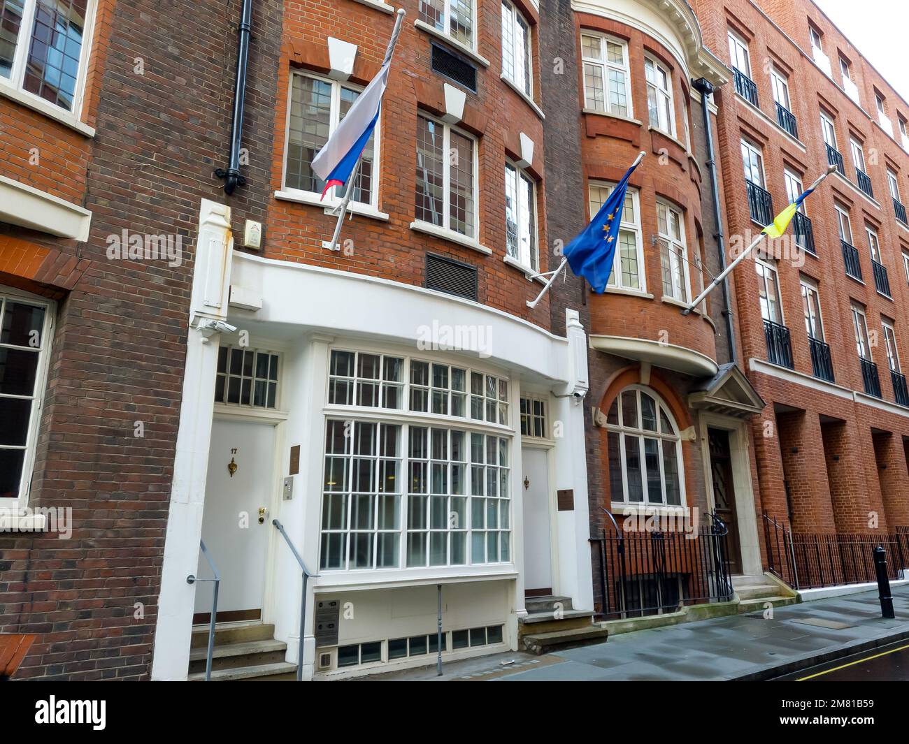 London. UK- 01.08.2023. A street view of the Embassy of the Republic of Slovenia in Westminster. Stock Photo