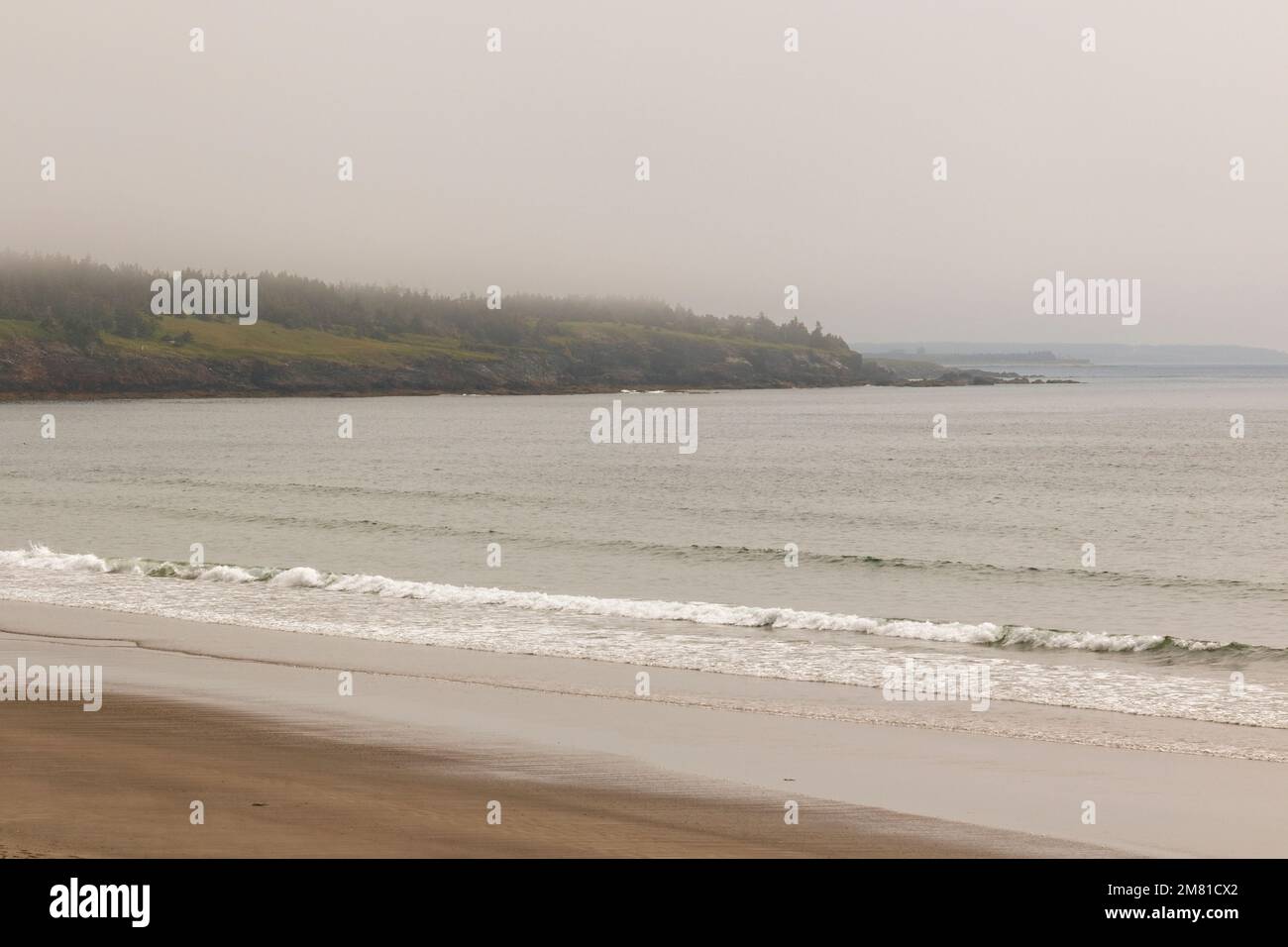 The foggy view from Cape St. Mary's beach, Nova Scotia. Stock Photo