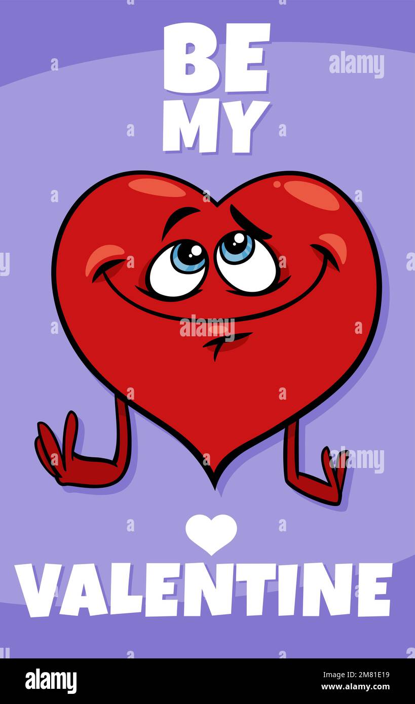 Valentines Day greeting card cartoon illustration with funny heart  character in love Stock Vector Image \u0026 Art - Alamy, image size:819x1390