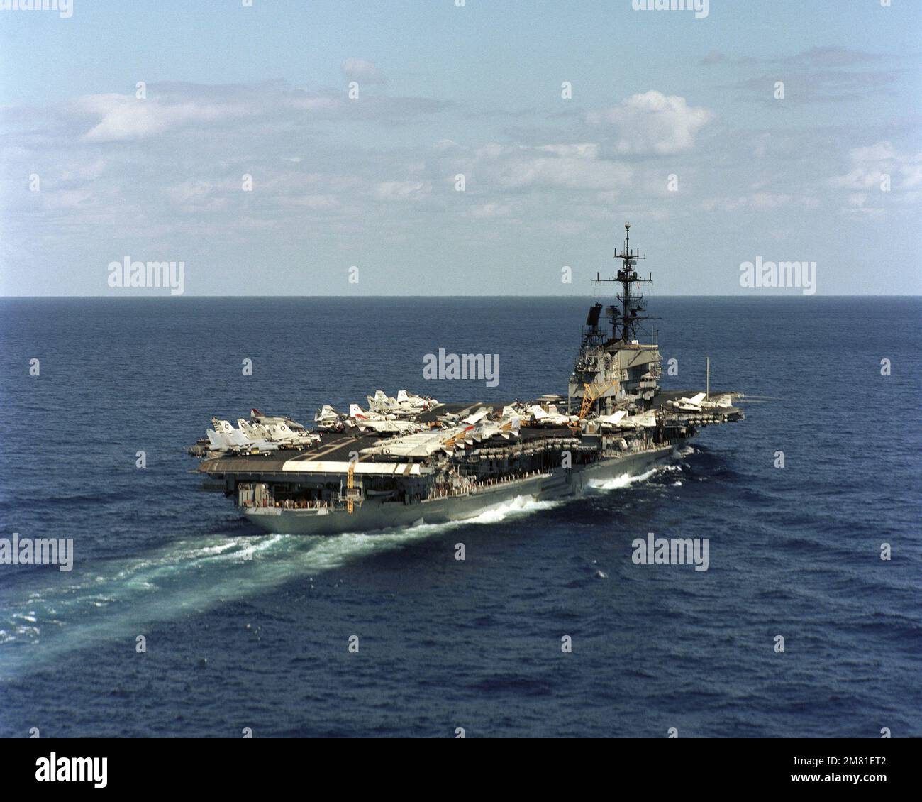 A starboard quater view of the aircraft carrier USS MIDWAY (CV 41 ...