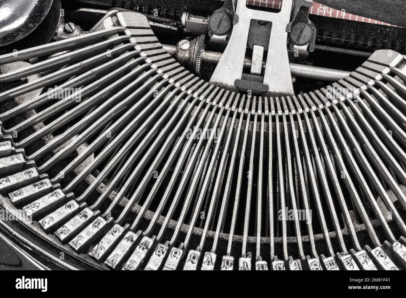 Antique Typewriter with traditional typebars. Before text messaging, people used typewriters to communicate by writing letters. Stock Photo