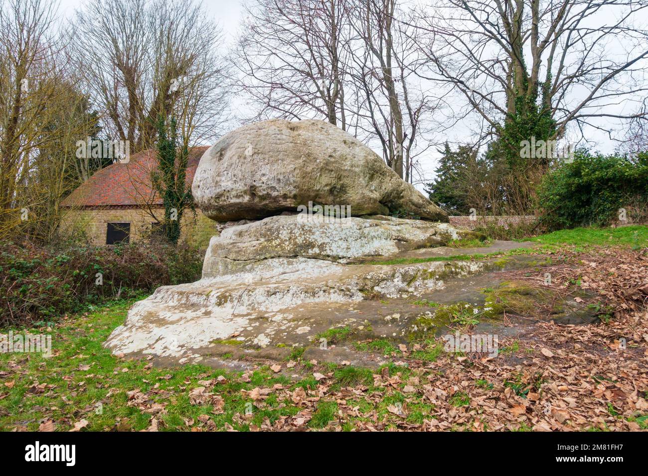 The Chiding Stone, a large sandstone rock formation, Chiddingstone village, kent, uk Stock Photo