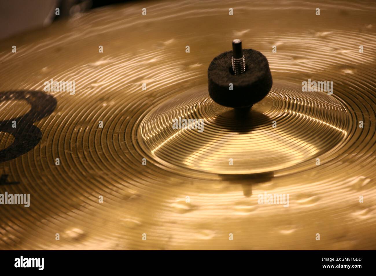Closeup of a cymbal, part of a drumkit in an amateur orchestra CoMA