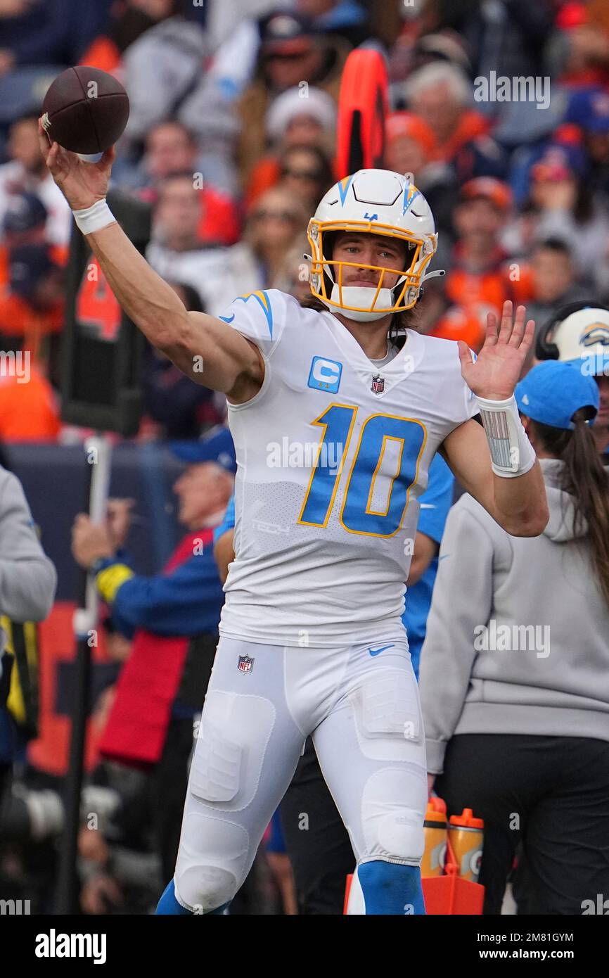 Los Angeles Chargers quarterback Justin Herbert (10) against the Denver
