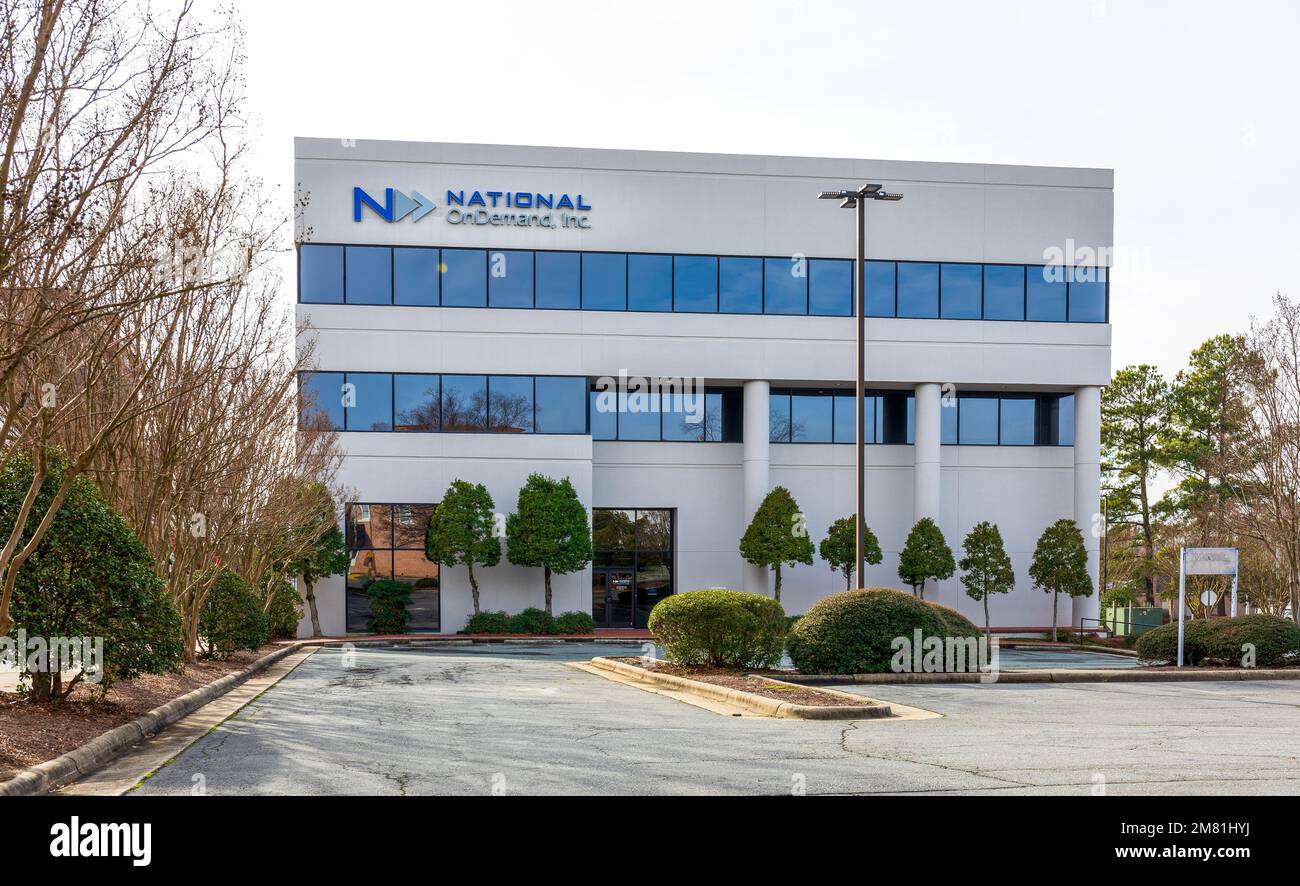 BURLINGTON, NC, USA-2 JAN 2023: National  OnDemand, Inc. building with sign and logo. Stock Photo