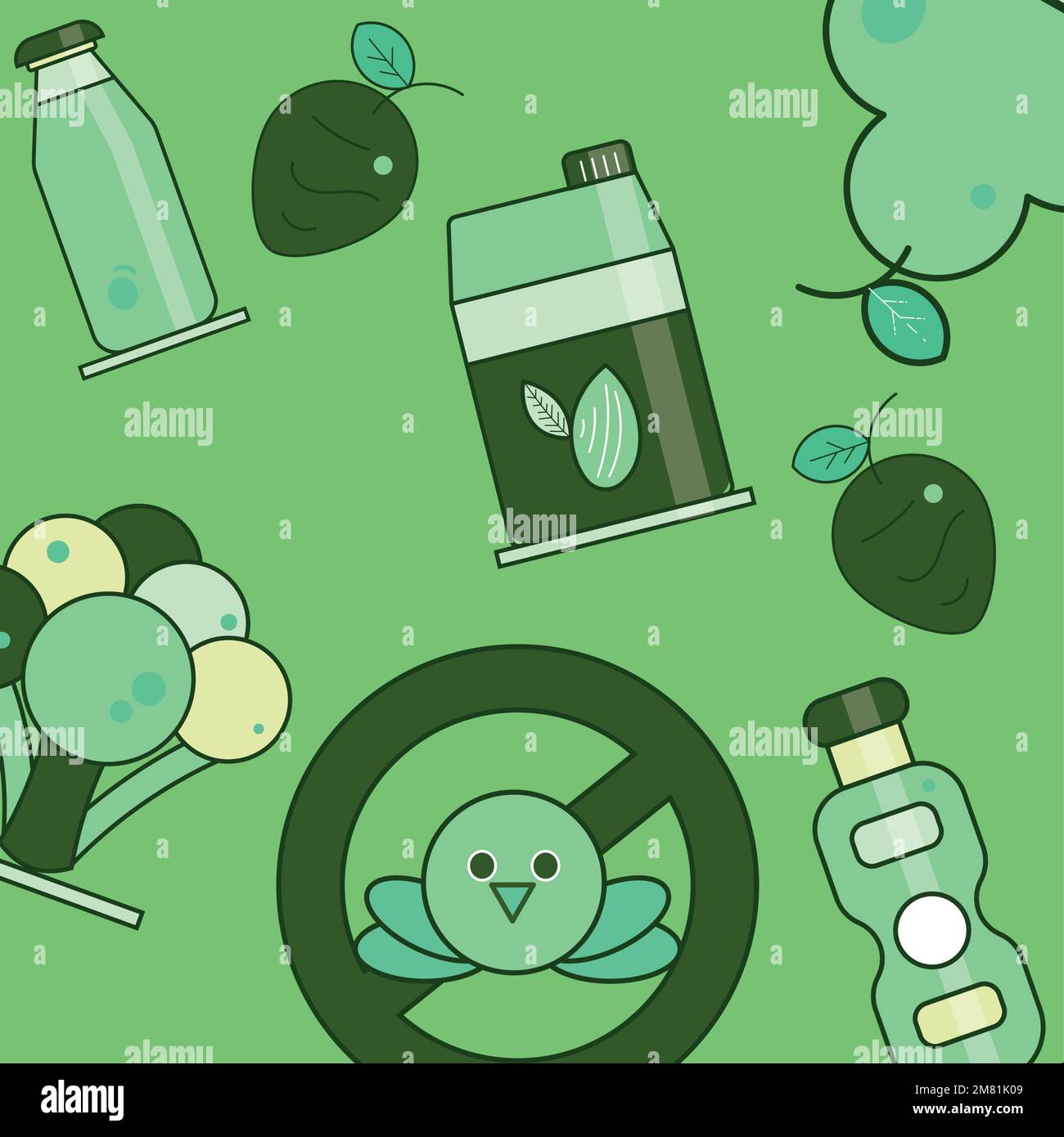 Seamless pattern background with vegan food icons Vector Stock Vector