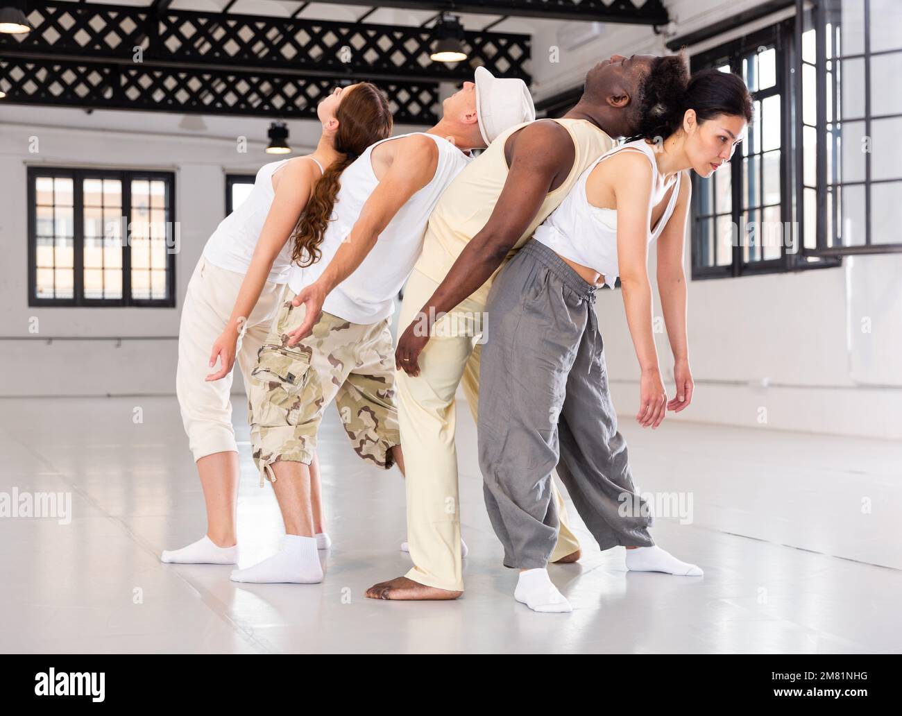 Group of artists demonstrating art performance Stock Photo Alamy