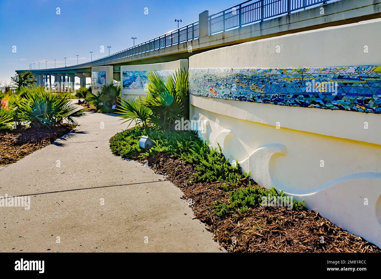 The Ocean SpringsBiloxi Bridge Mosaic Mural is pictured, Dec. 28, 2022
