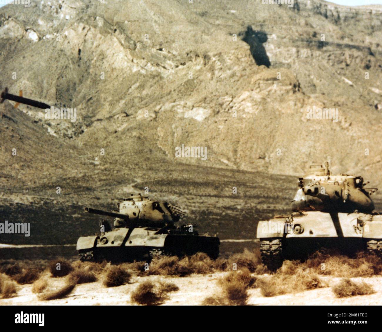 An M712 Copperhead cannonlaunched laserguided projectile nears the