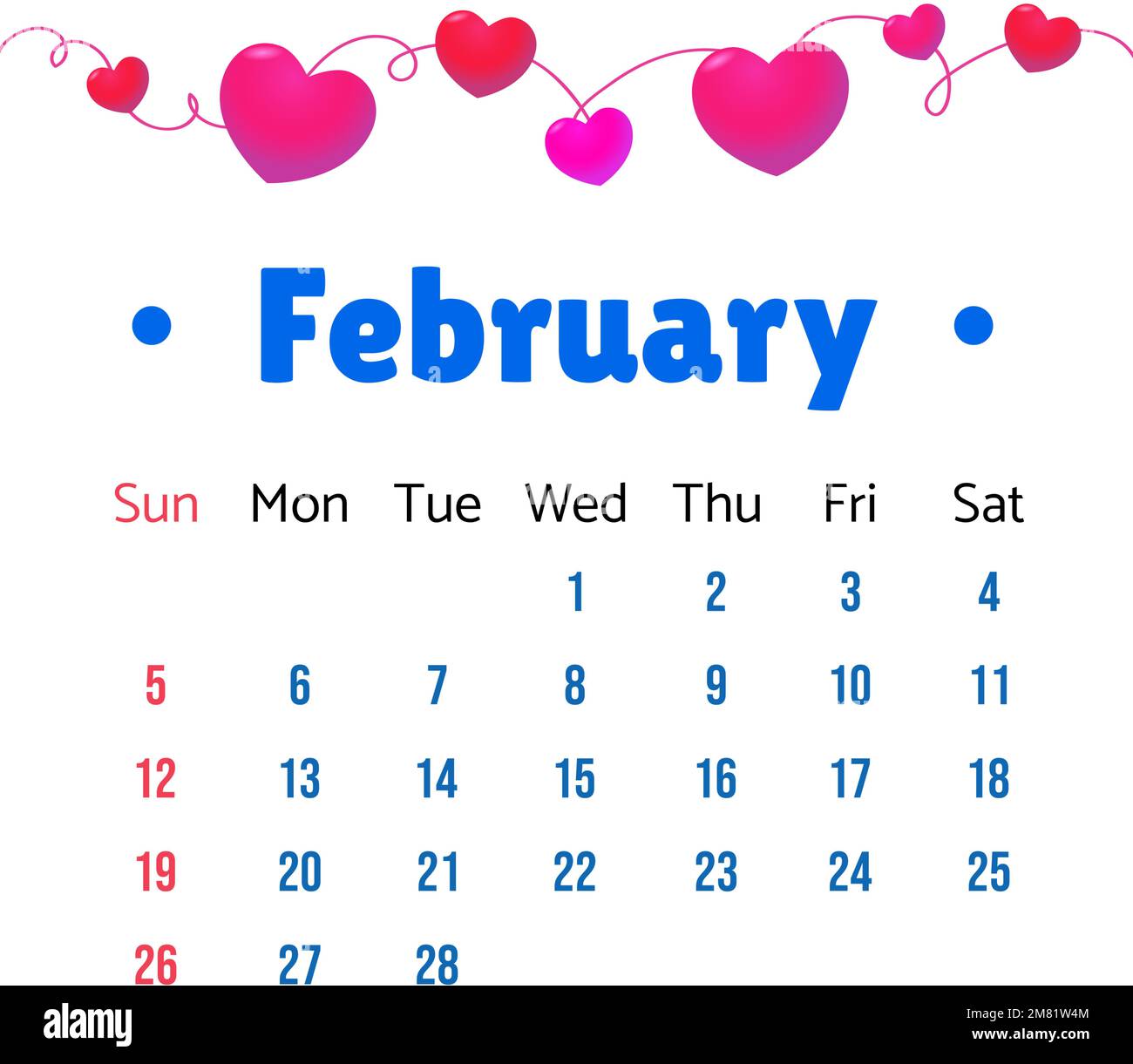 February 2023 Calendar. February 2023 Calendar vector illustration with ...
