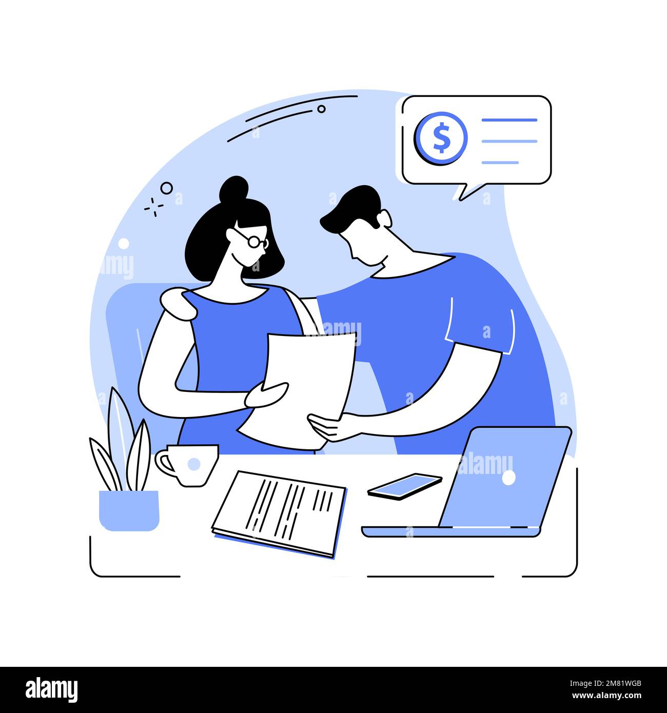 family-budget-planning-isolated-cartoon-vector-illustrations-stock