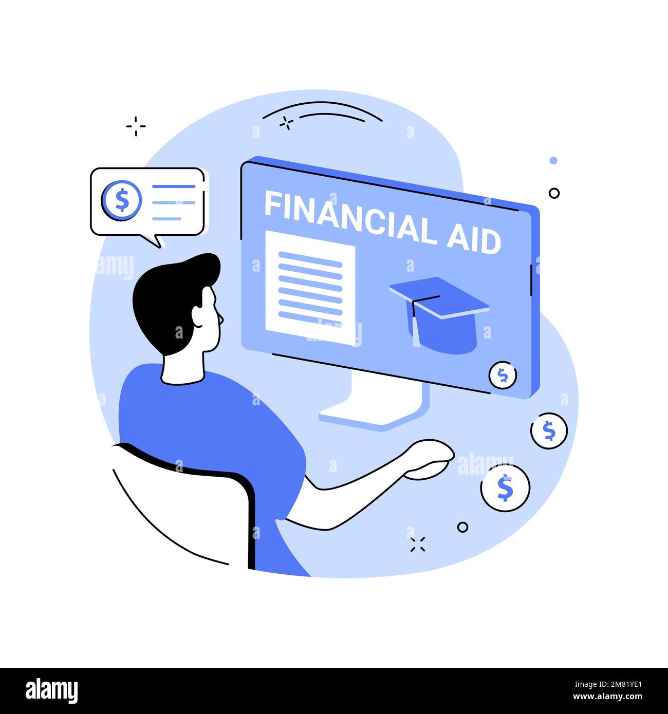 Apply for financial aid isolated cartoon vector illustrations. Stock Vector