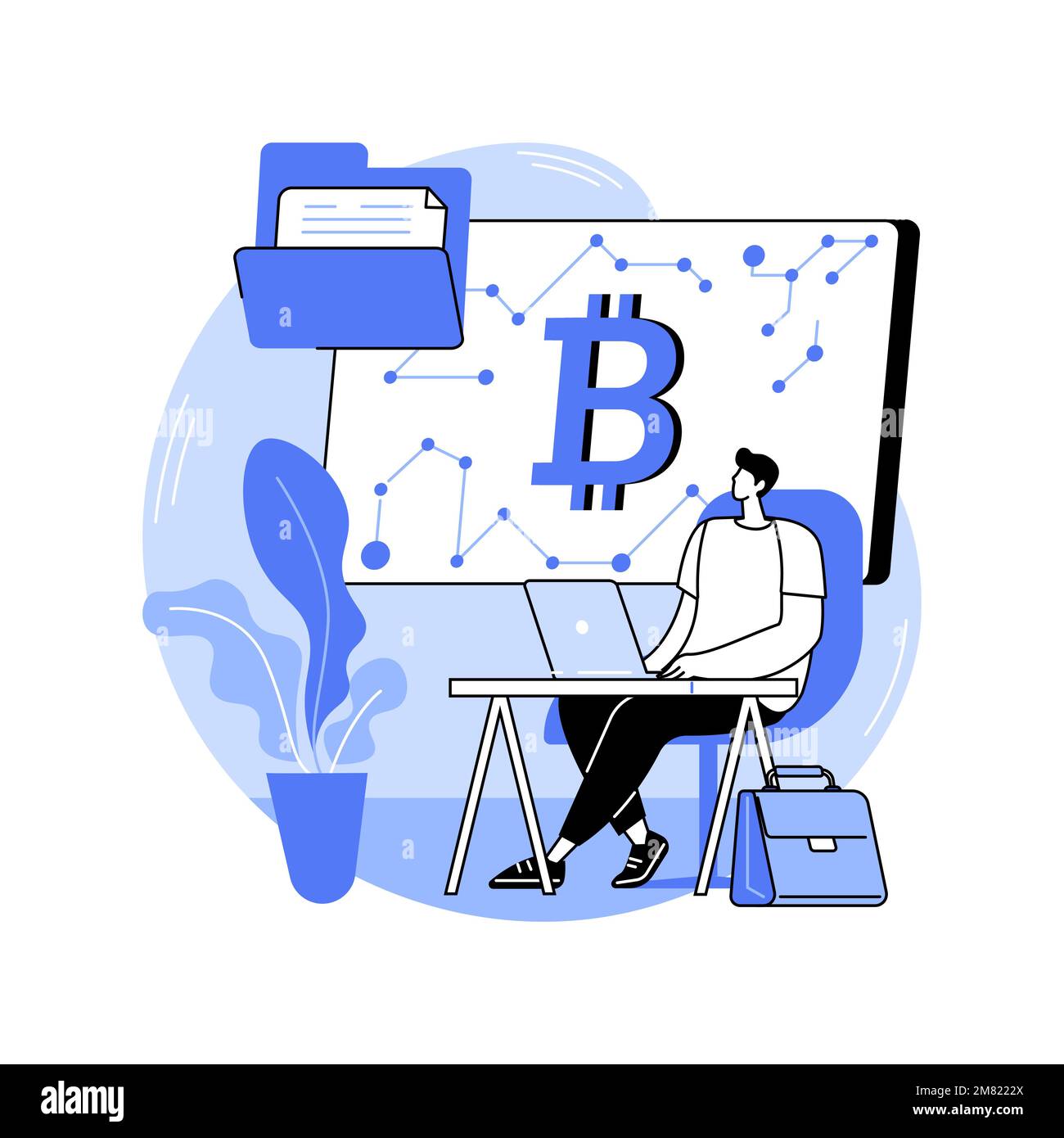 Crypto community manager isolated cartoon vector illustrations.  Professional cryptocurrency analyst with laptop at work in office,  blockchain technology, money investment vector cartoon Stock Vector Image &  Art - Alamy