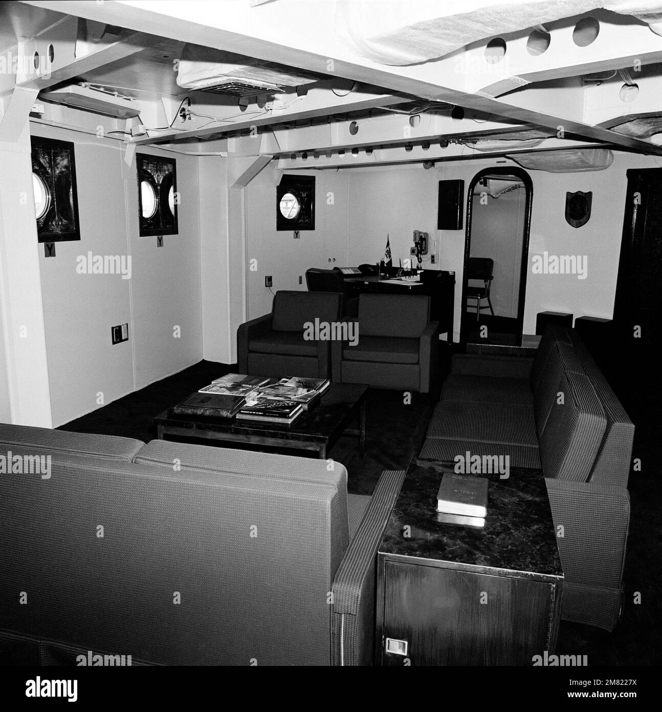 Officers' wardroom aboard the battleship USS IOWA (BB 61). Base: Pascagoula State: Mississippi (MS) Country: United States Of America (USA) Stock Photo