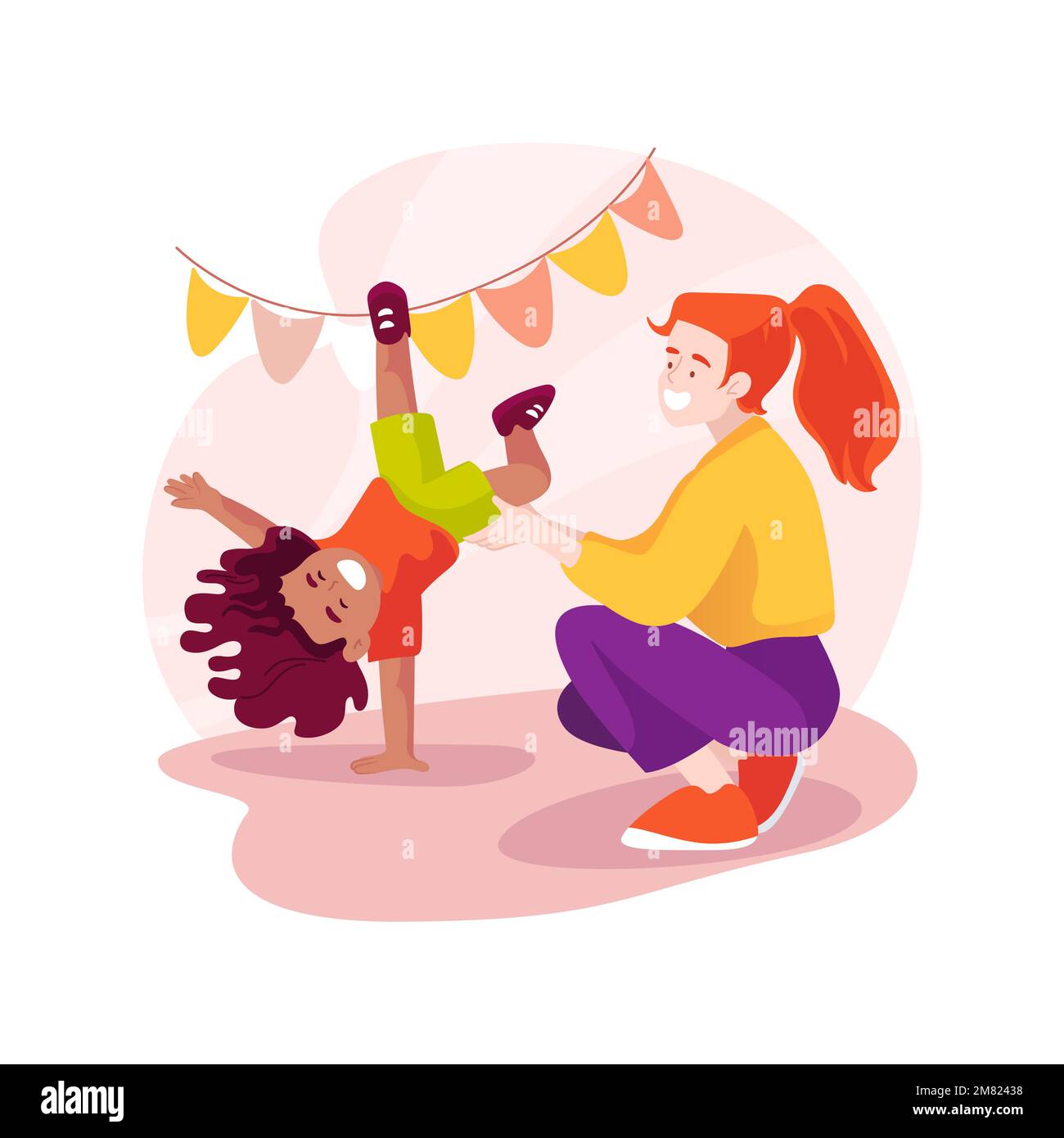 Learning to do a somersault isolated cartoon vector illustration Stock ...
