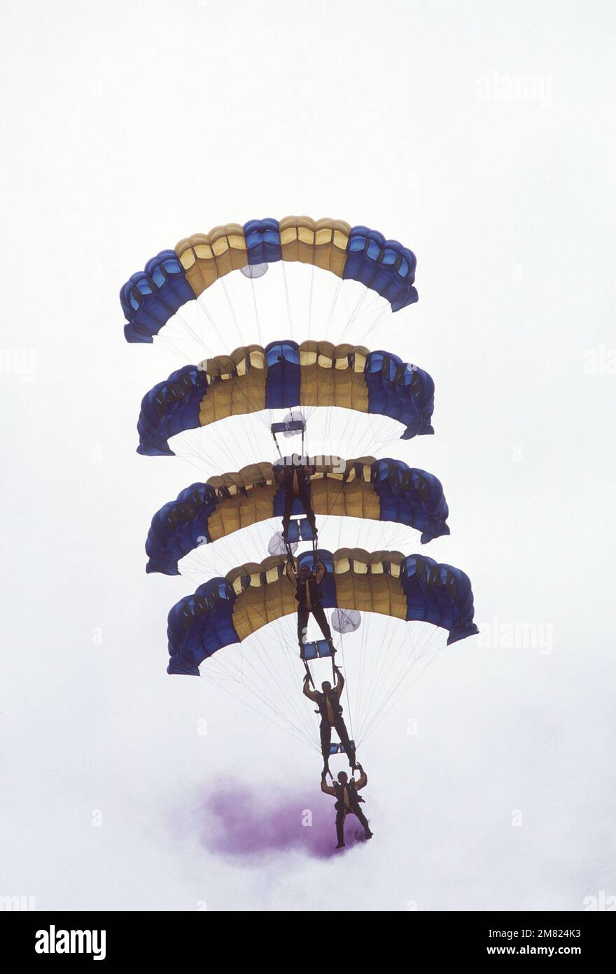 Members of the Navy Special Warfare Group 2 parachute demonstration