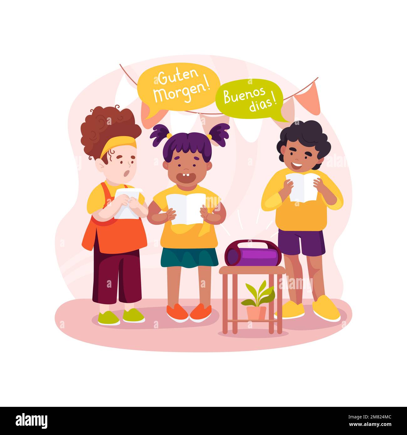 Children sing in foreign language isolated cartoon vector illustration  Stock Vector Image & Art - Alamy