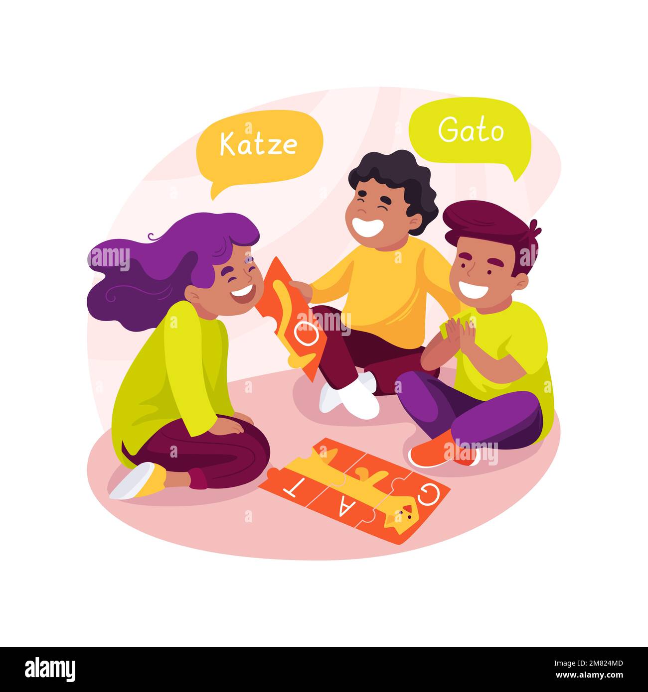 Solving puzzles with words isolated cartoon vector illustration Stock