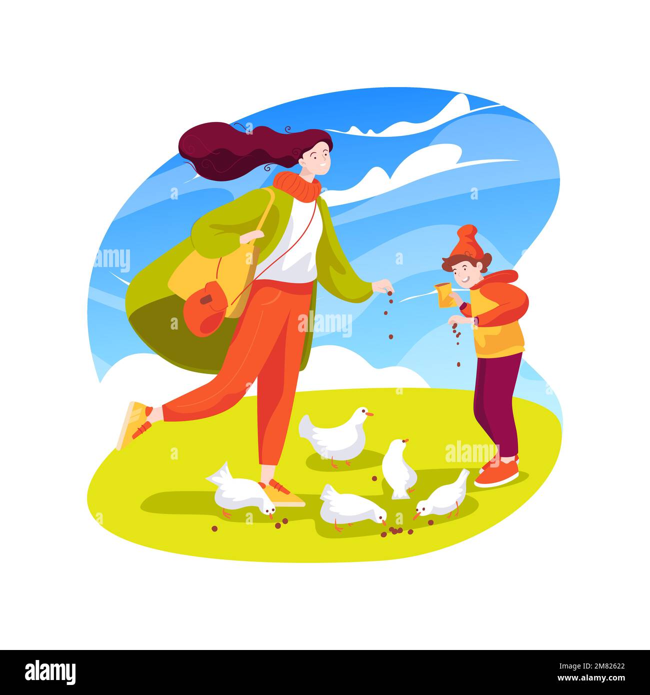 Bird Feeding Isolated Cartoon Vector Illustration Stock Vector Image And Art Alamy