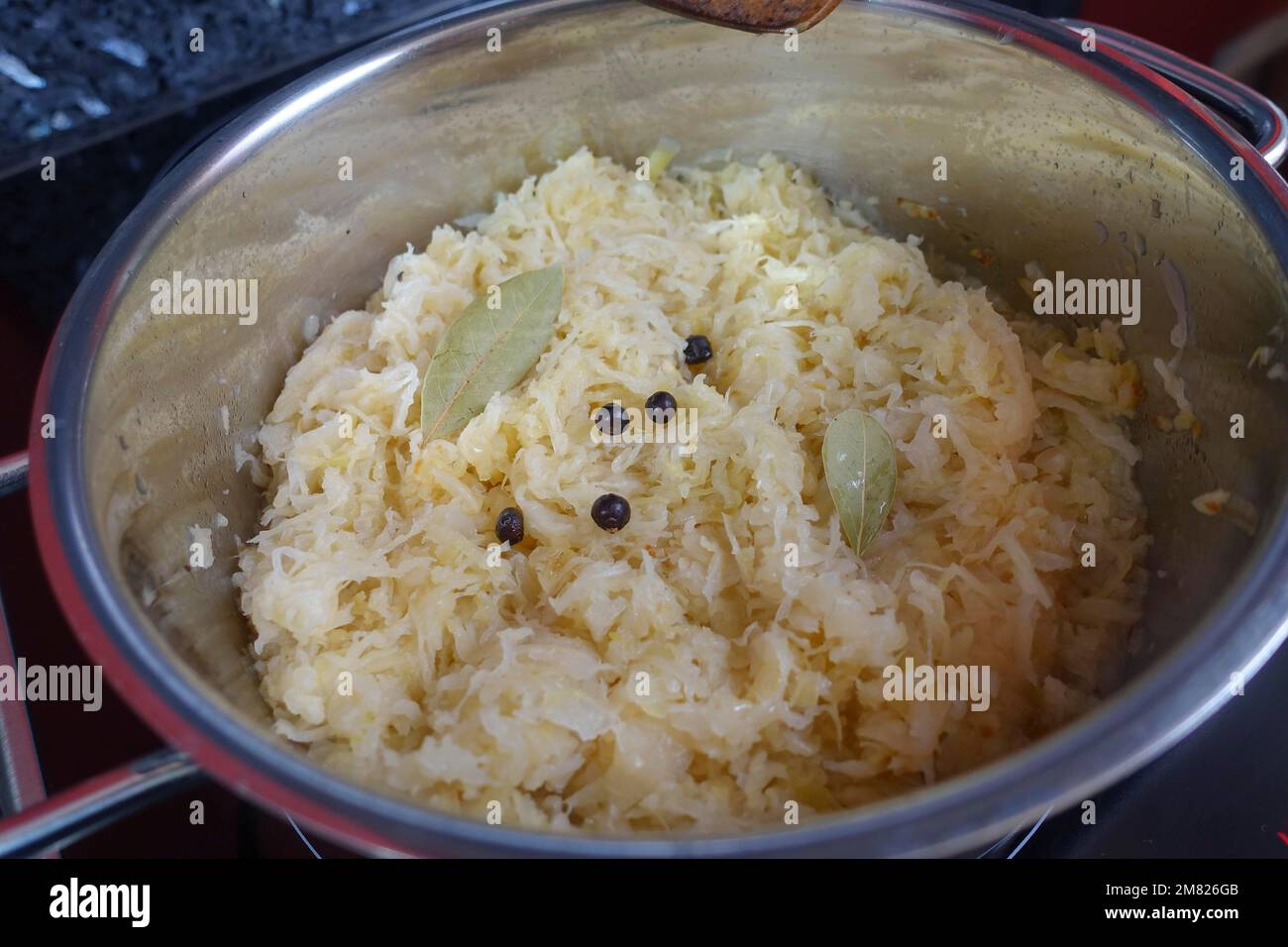 Swabian cuisine, cooking sauerkraut, preparing Krautkrapfen, flour ...