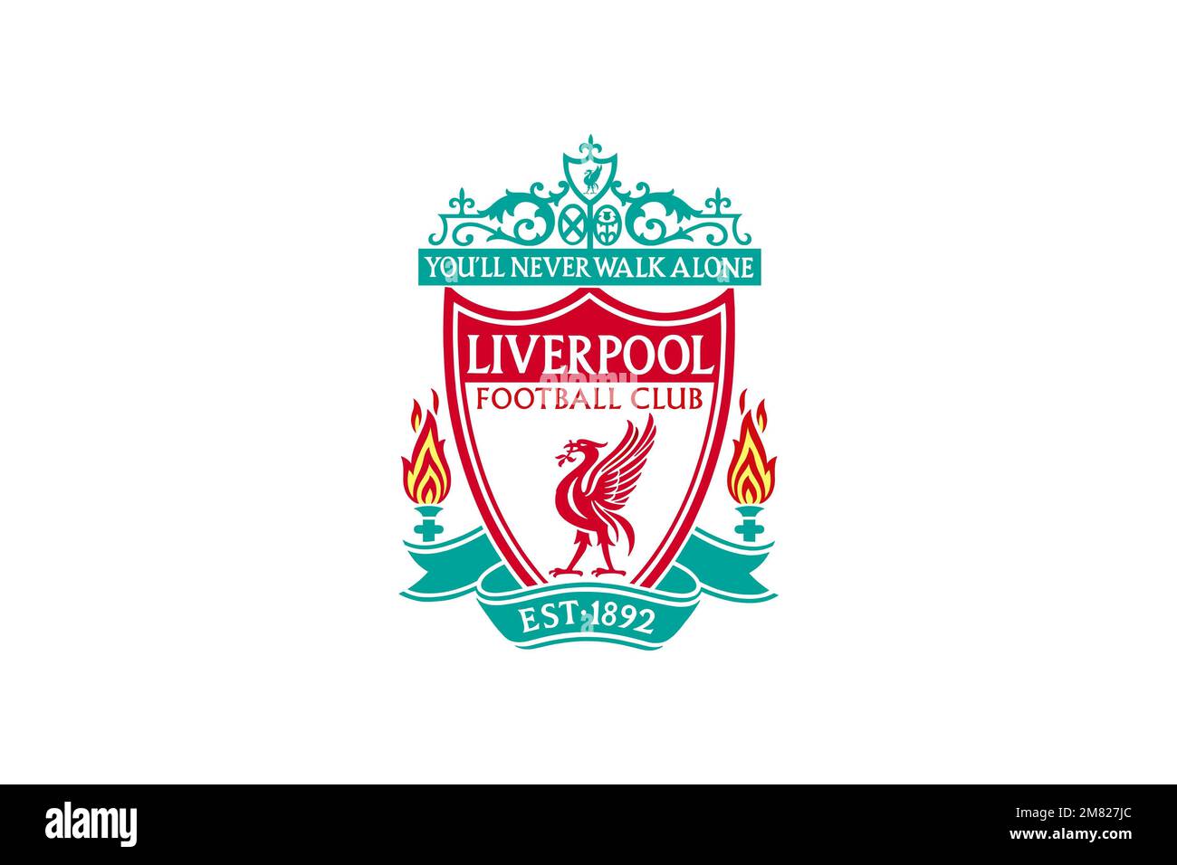 Liverpool F. C. Logo, White Background Stock Photo