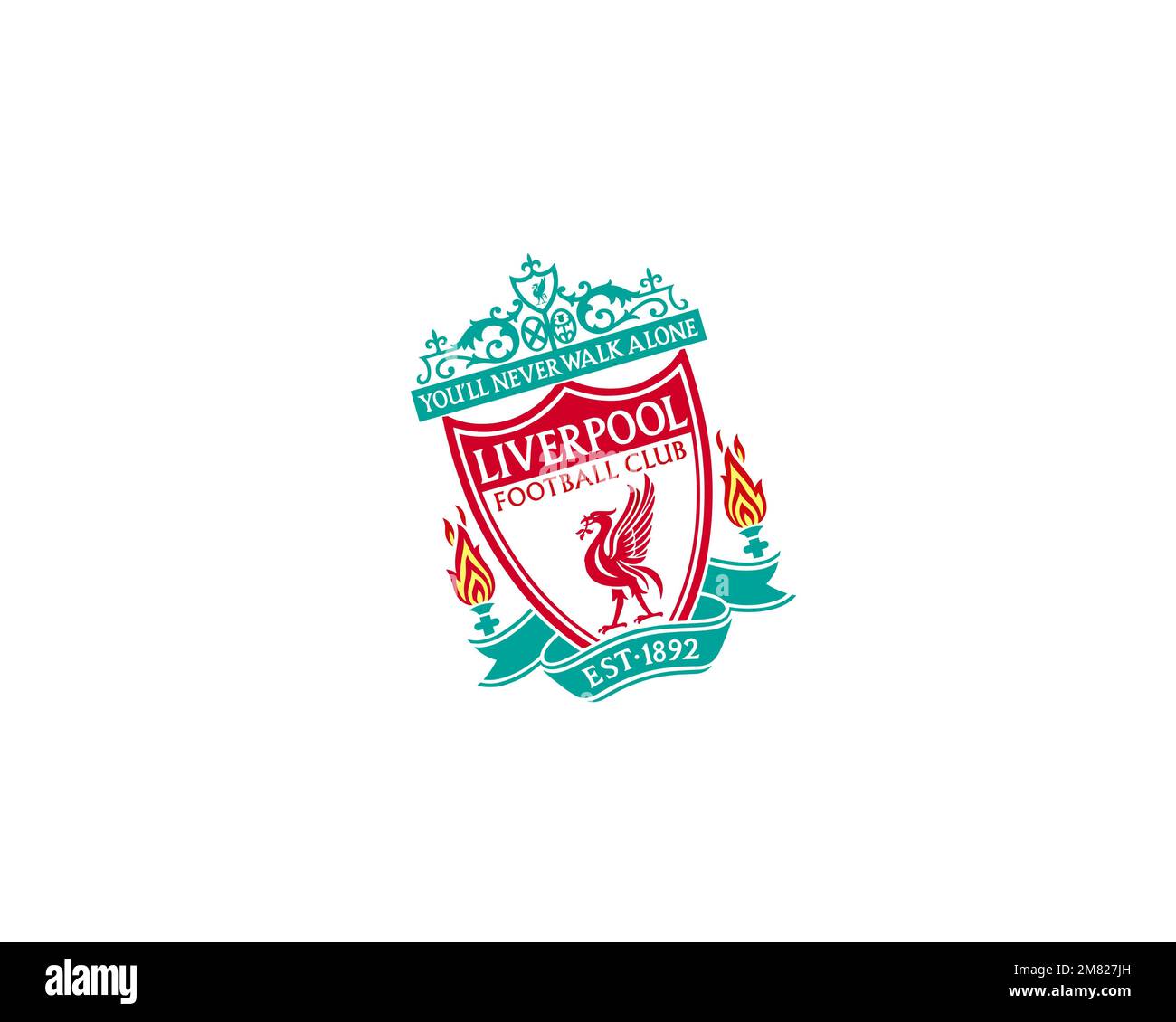 Liverpool F. C. Rotated Logo, White Background Stock Photo