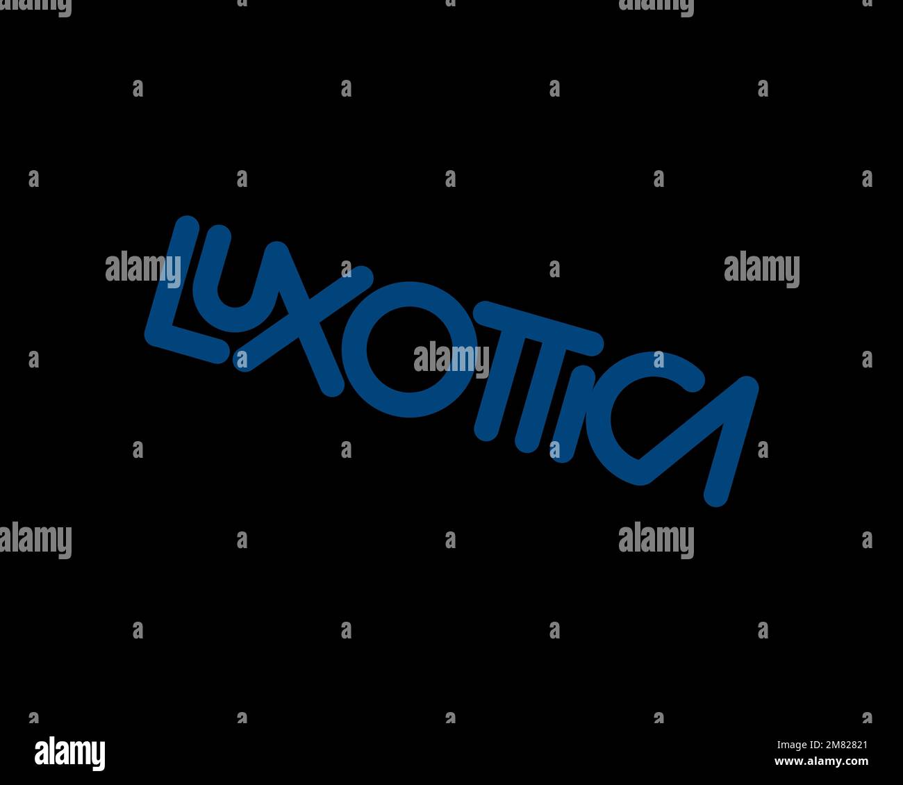 Luxottica, rotated logo, black background B Stock Photo Alamy