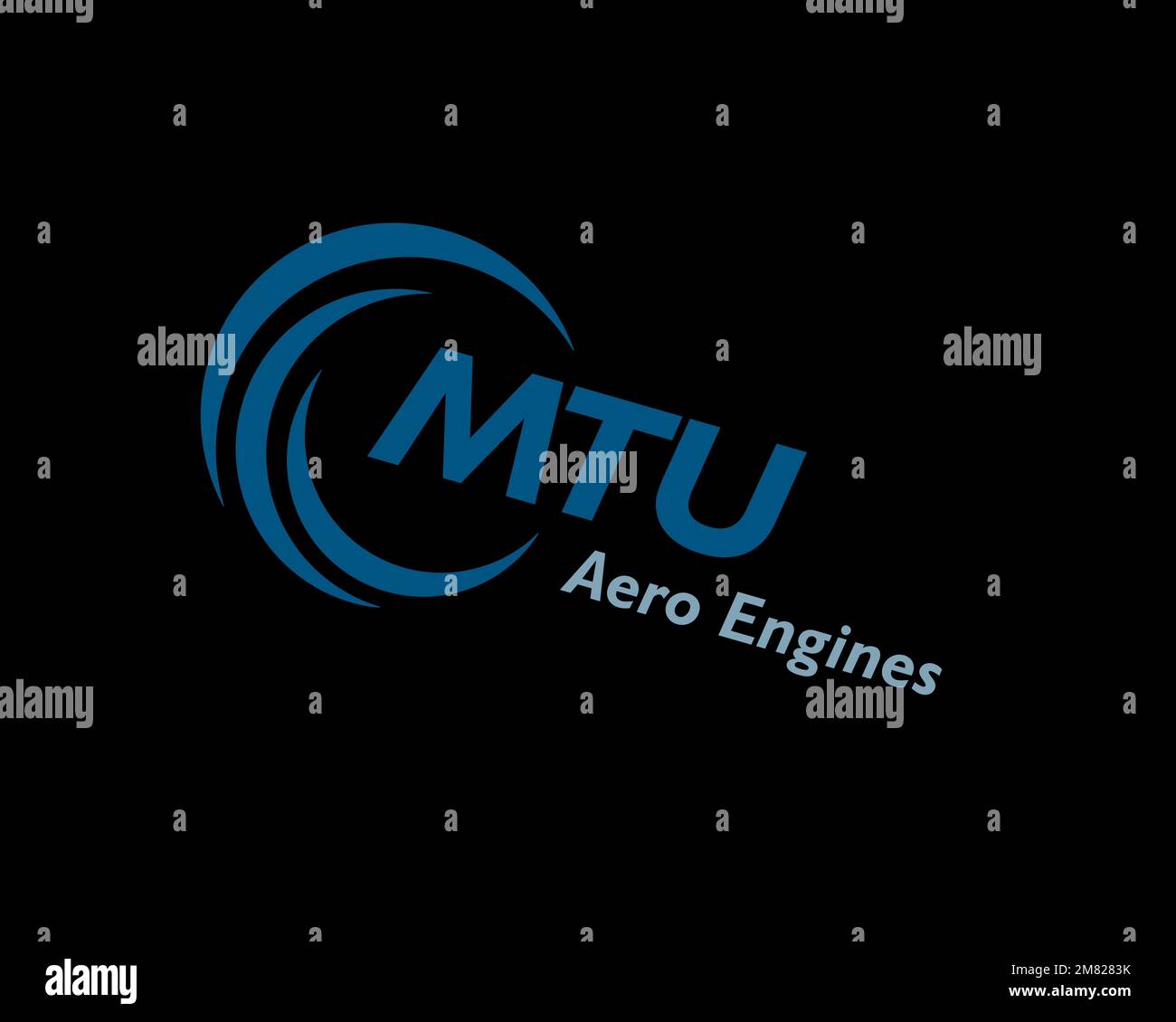 MTU Aero Engines, rotated logo, black background B Stock Photo