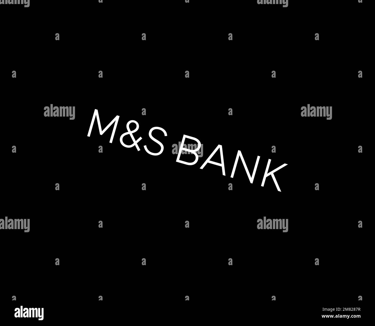 M&S Bank, rotated logo, black background B Stock Photo Alamy