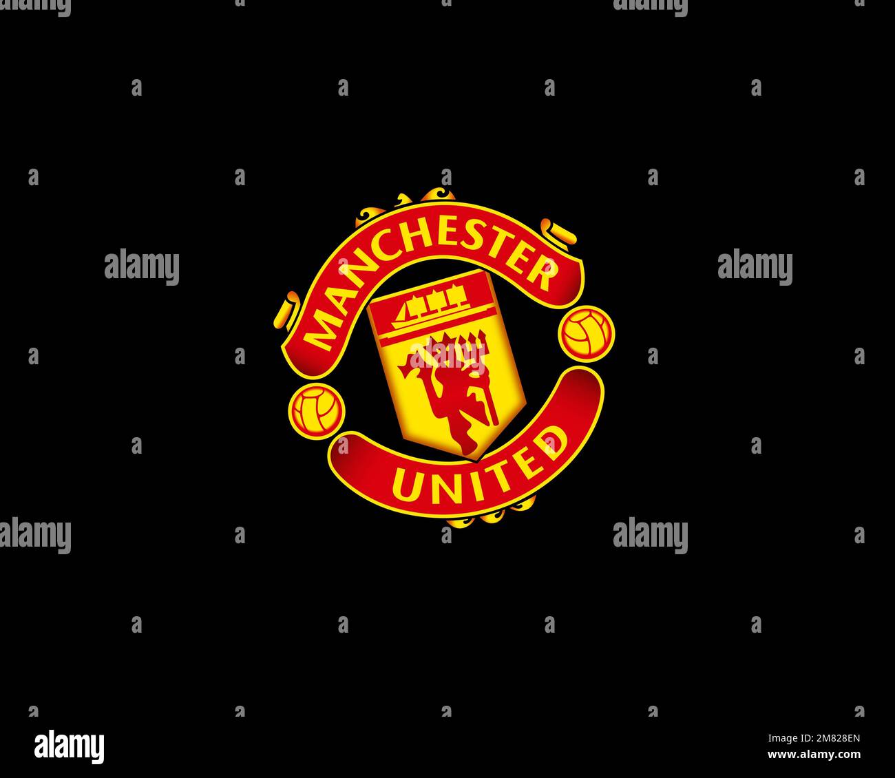 Manchester United F. C. Rotated Logo, Black Background Stock Photo Alamy