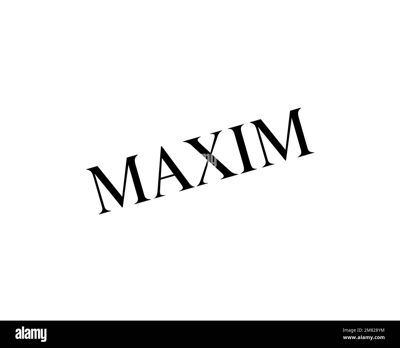 Maxim magazine, rotated logo, white background Stock Photo