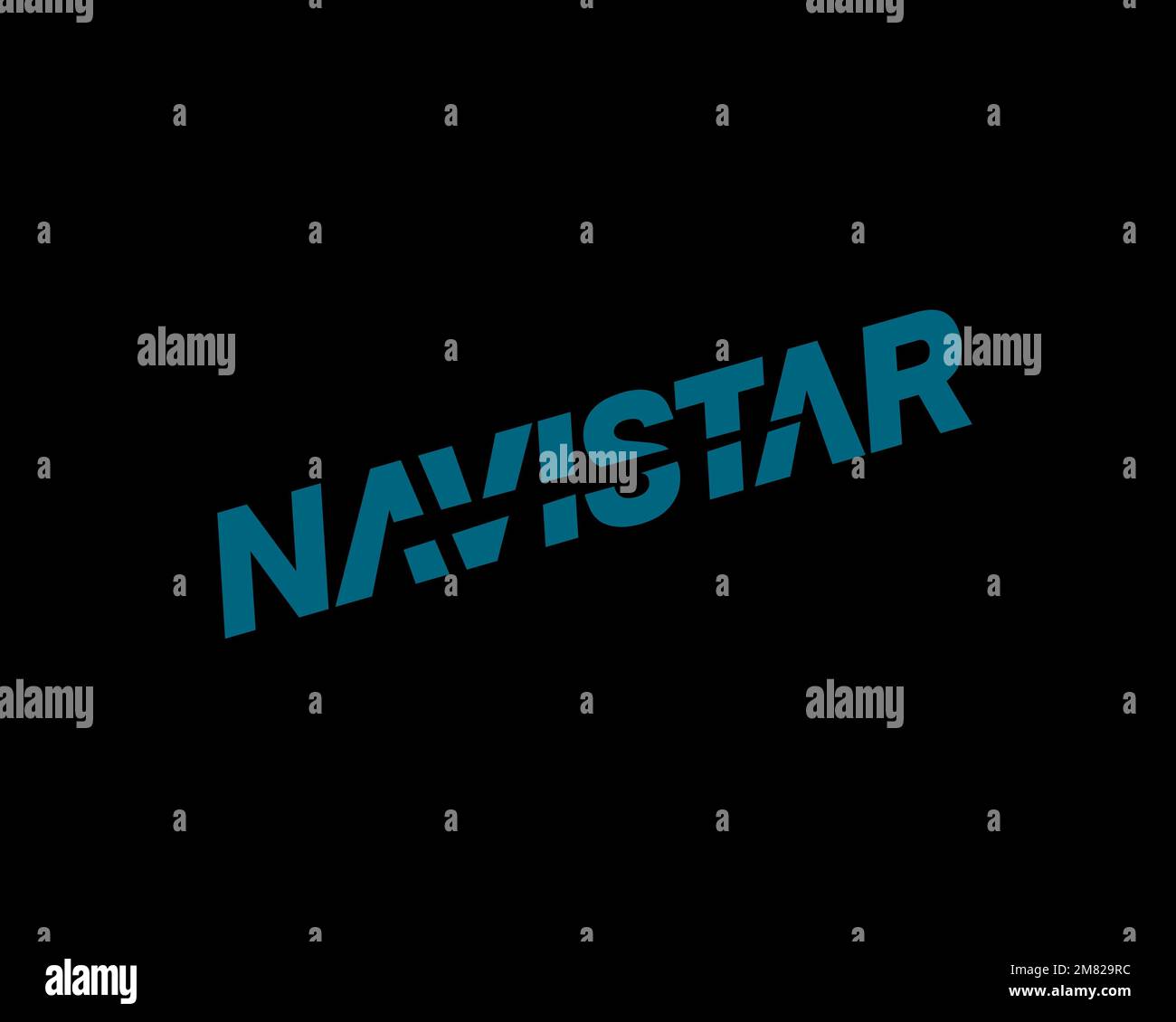 Navistar International, rotated logo, black background Stock Photo Alamy
