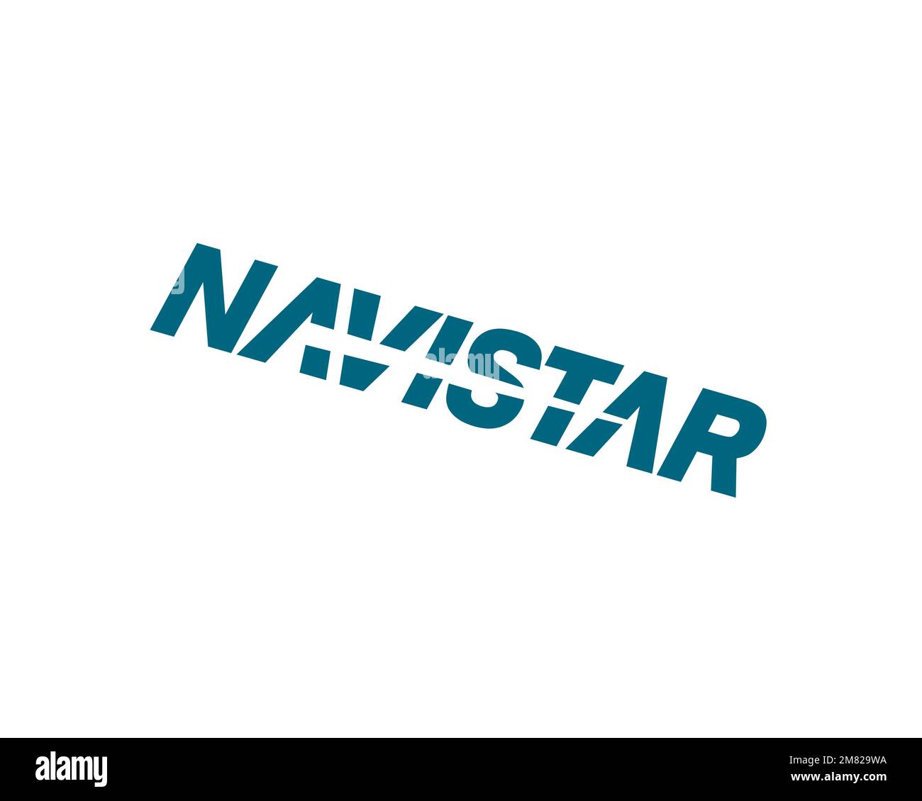 Navistar International, rotated logo, white background B Stock Photo
